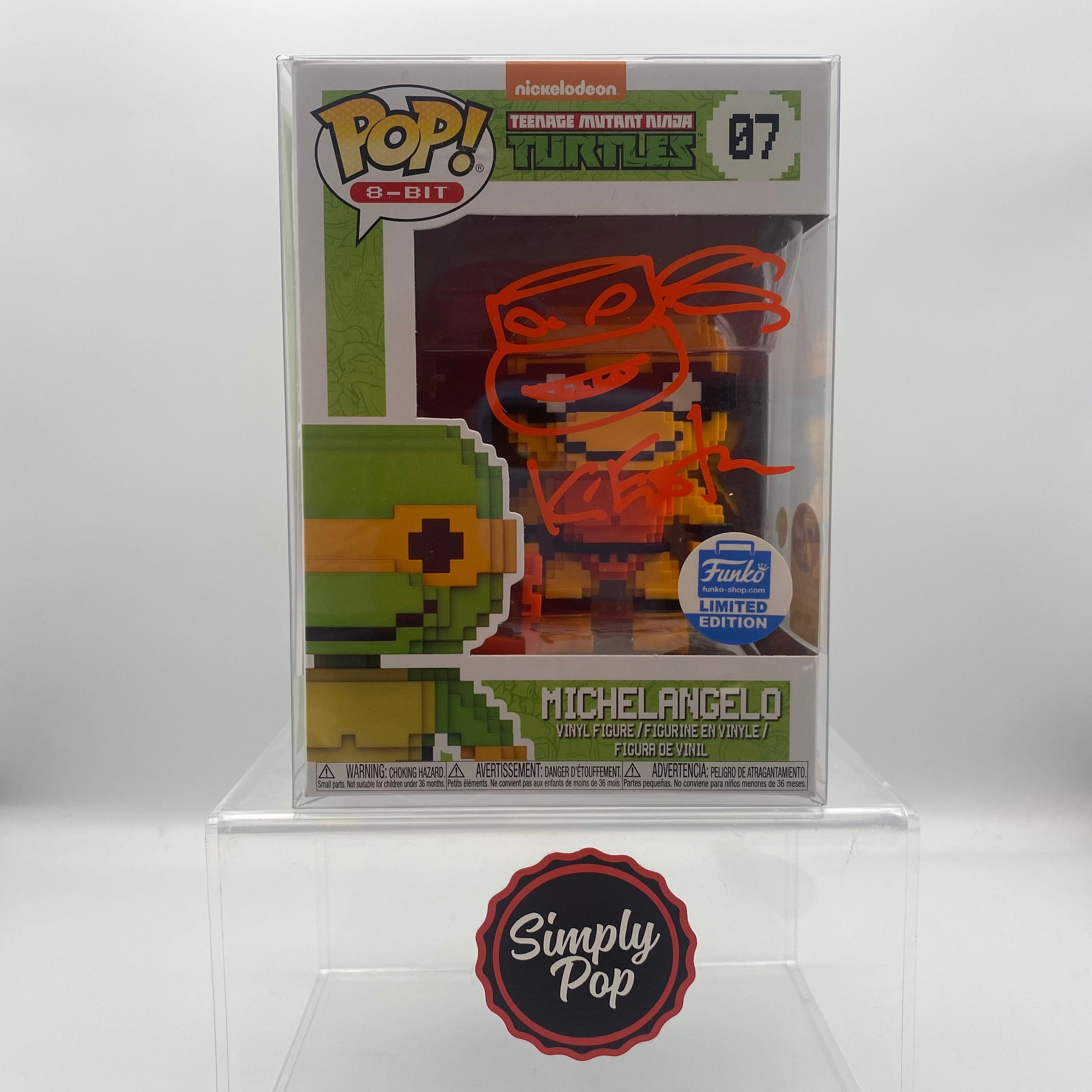 Funko Pop Michelangelo 8 - bit #07 Autographed Signed 1/10 Limited Edition Kevin Eastman 7BAP