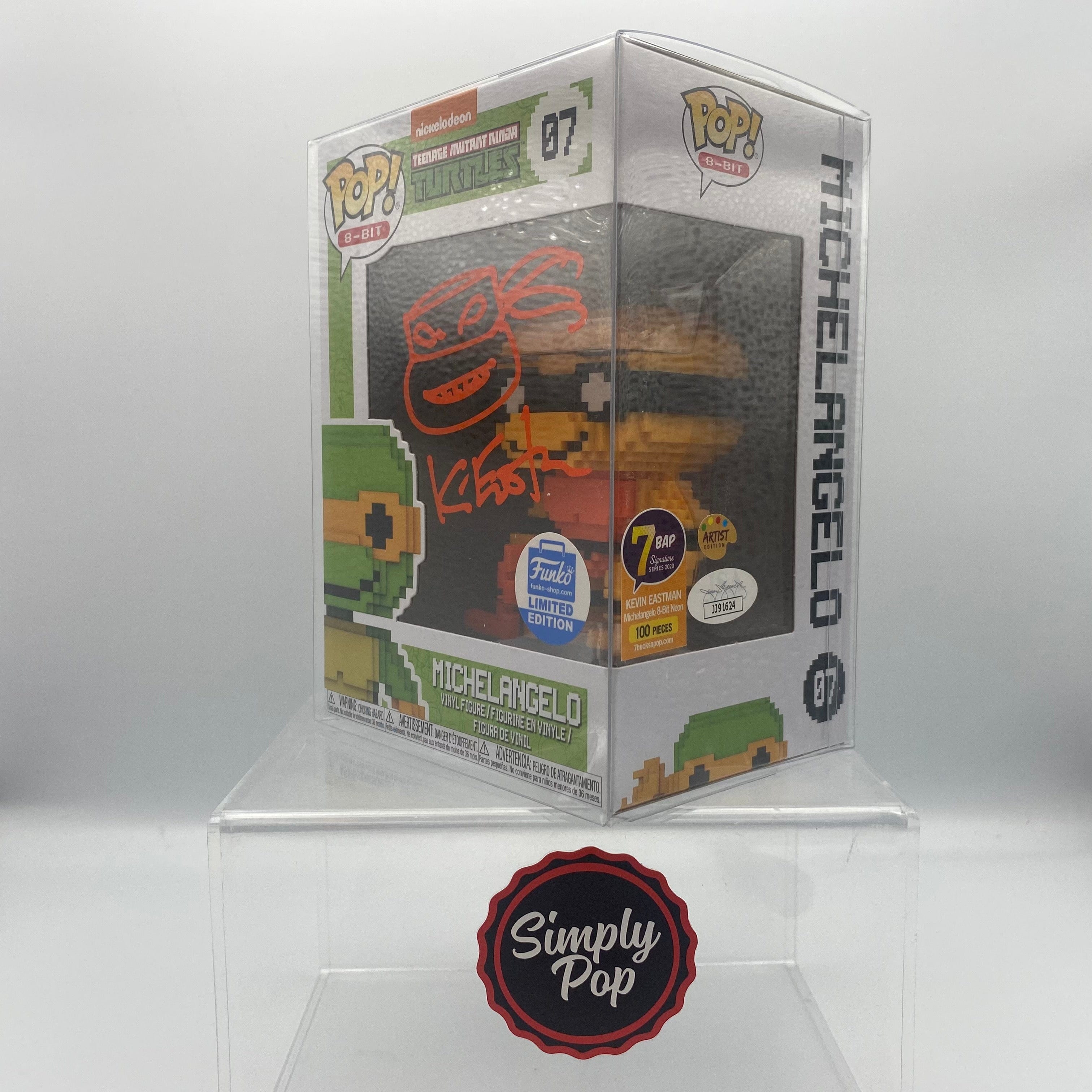 Funko Pop Michelangelo 8 - bit #07 Autographed Signed 1/10 Limited Edition Kevin Eastman 7BAP