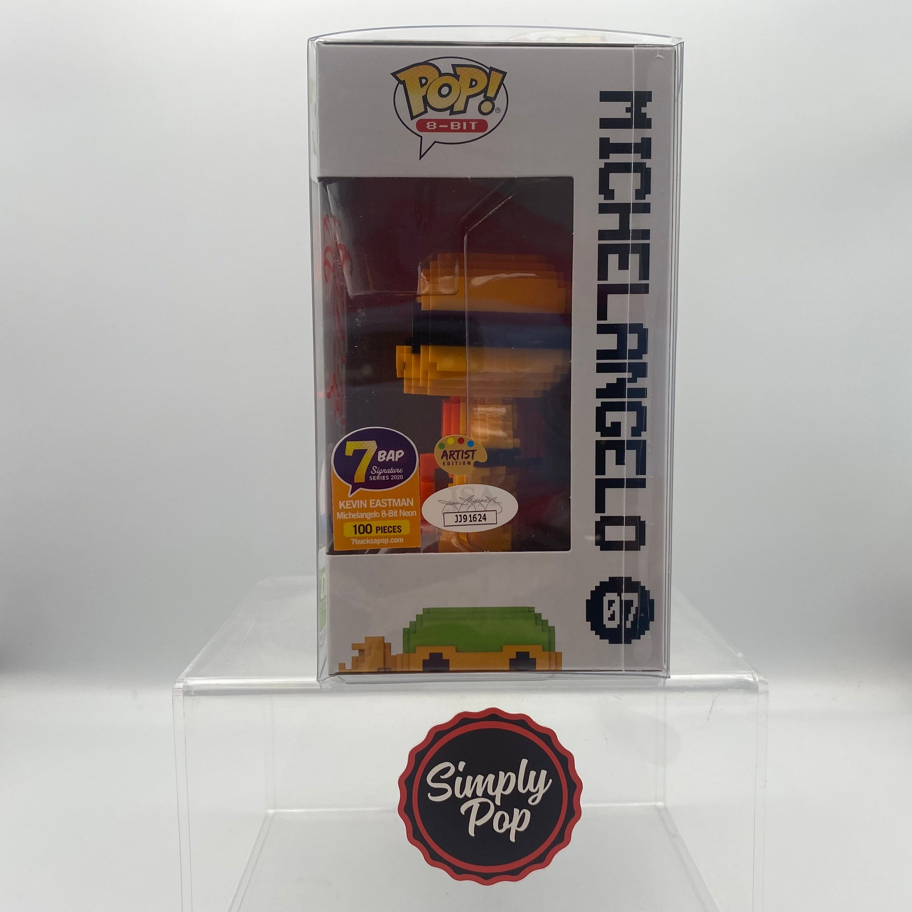 Funko Pop Michelangelo 8 - bit #07 Autographed Signed 1/10 Limited Edition Kevin Eastman 7BAP