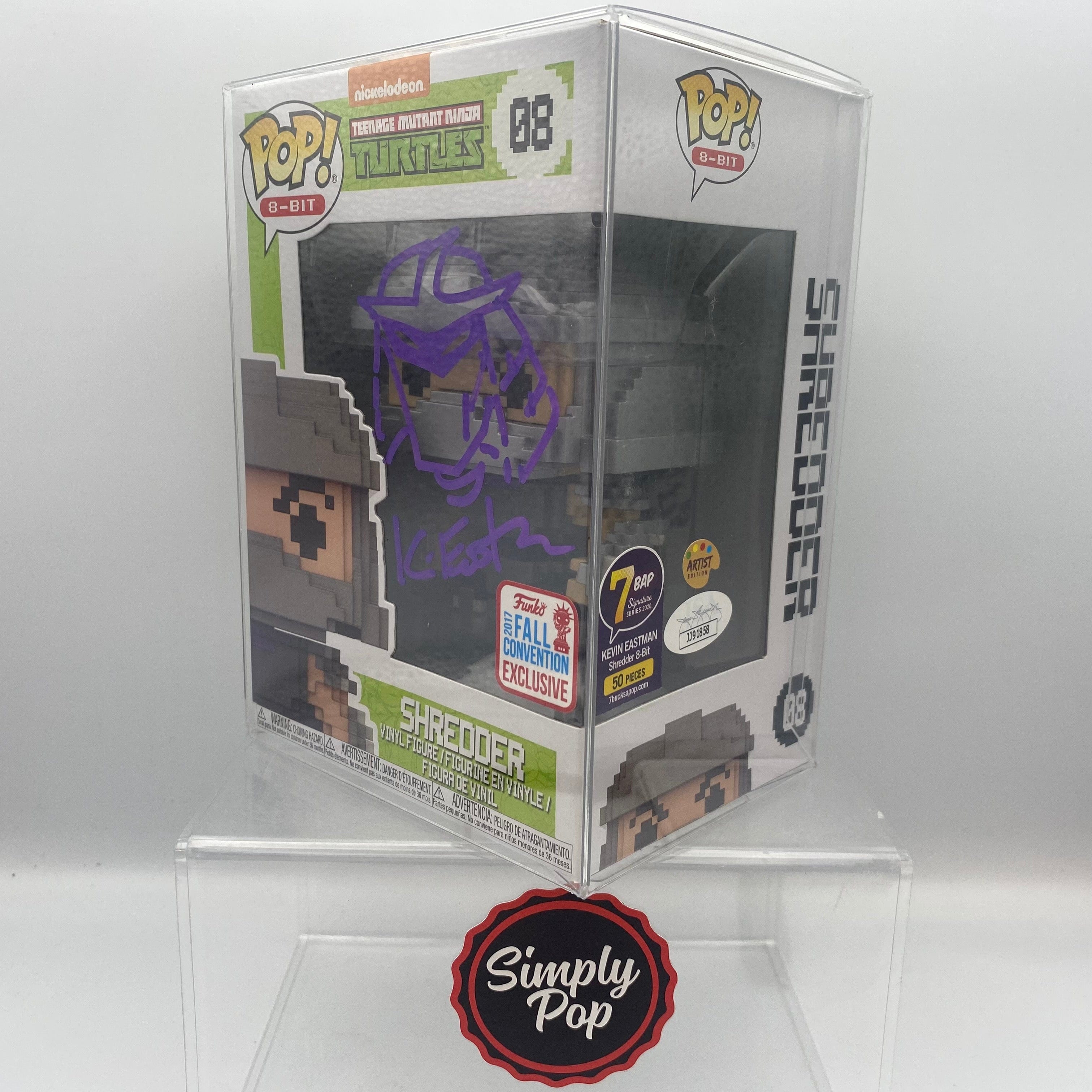 Funko Pop Shredder 8 - bit #08 2017 NYCC Kevin Eastman Autographed Signed 1/50 Limited Edition