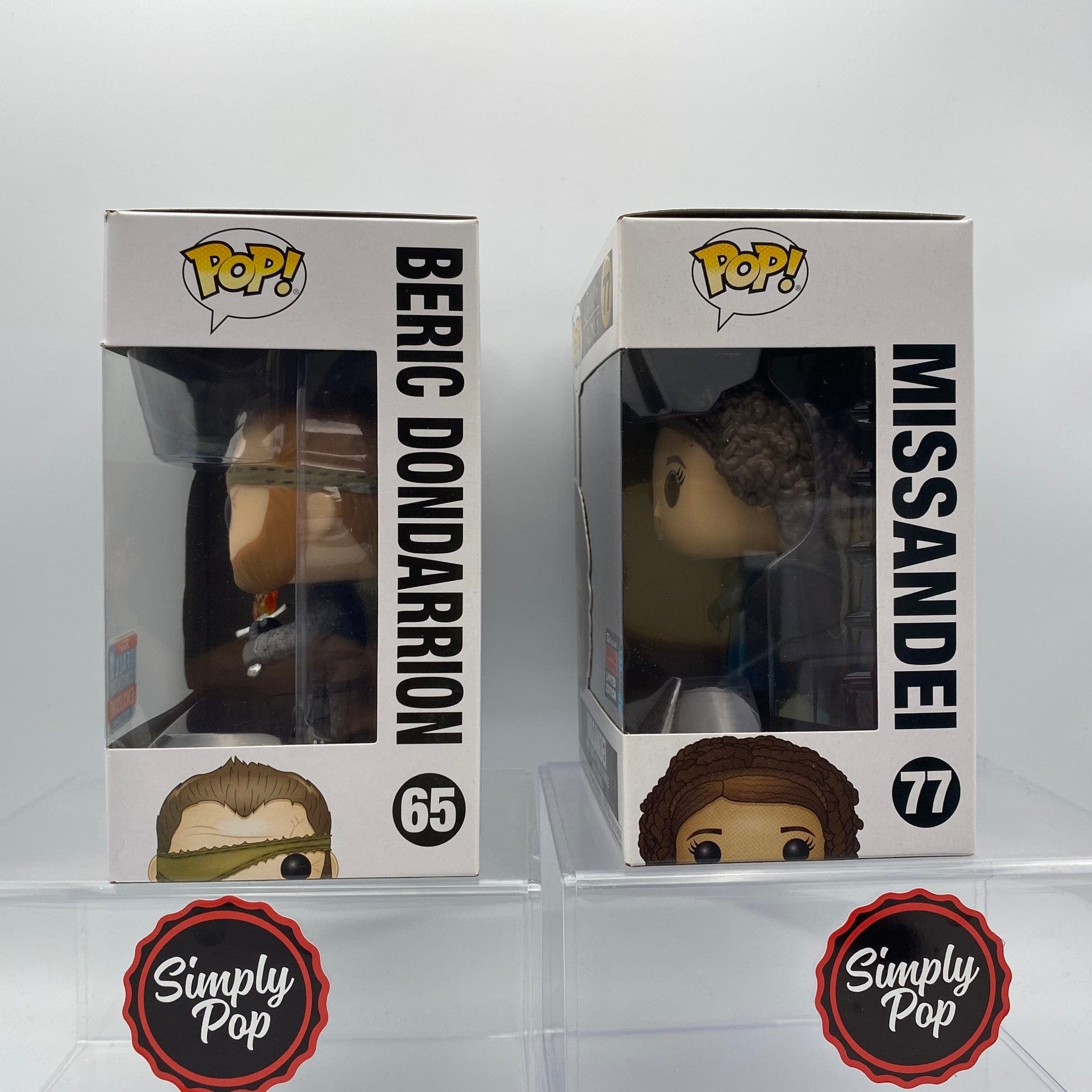 Funko Pop Beric Dondarrion #65 Missandei #77 Set Game Of Thrones Exclusives
