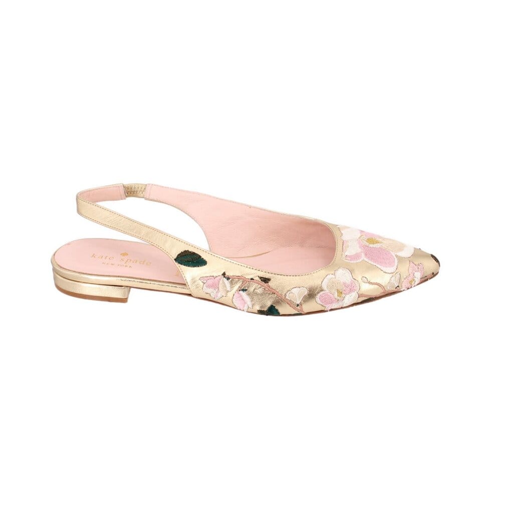 KATE SPADE FLORAL FLATS GOLD 8.5 US