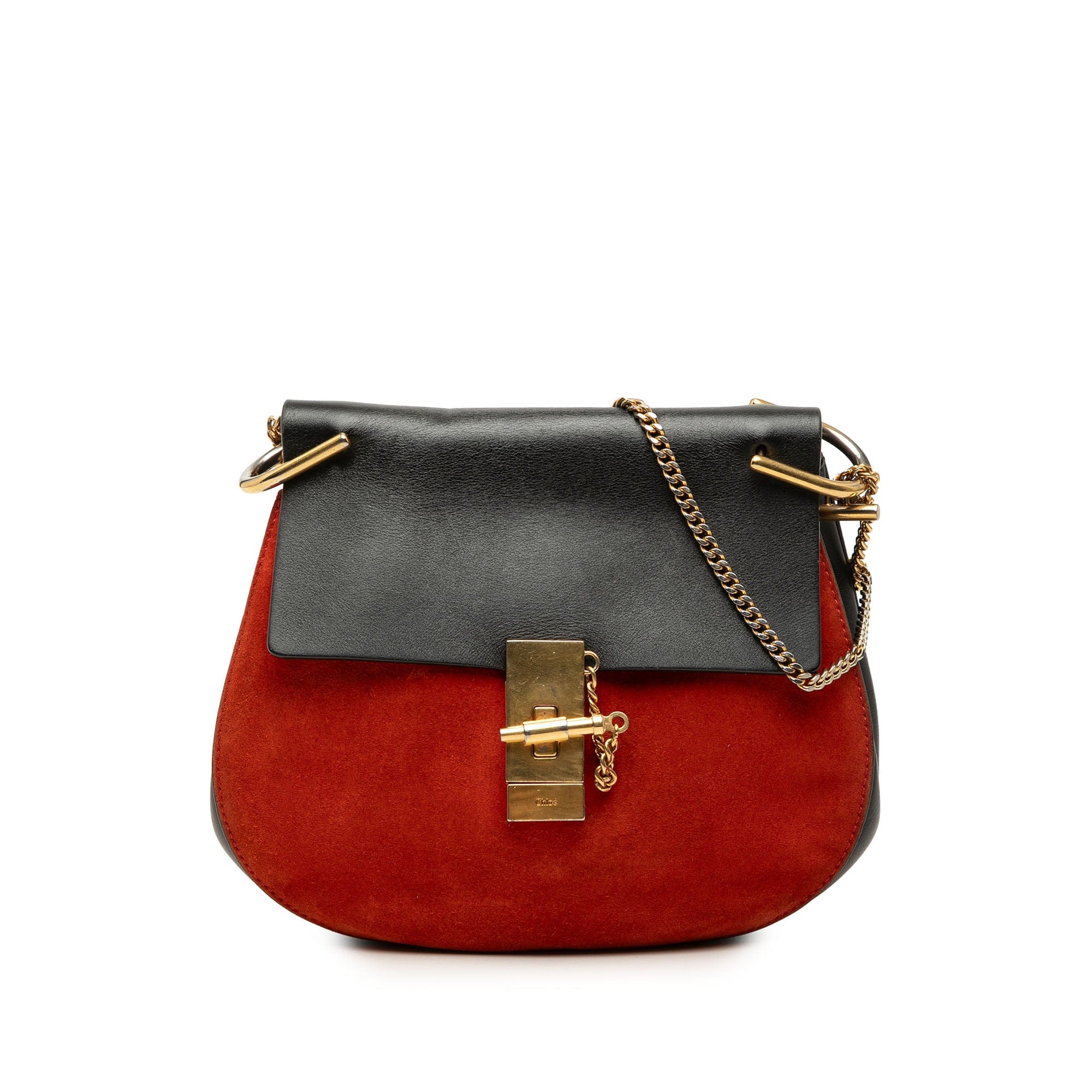 Chloé Small Bicolor Suede and Calfskin Drew Crossbody
