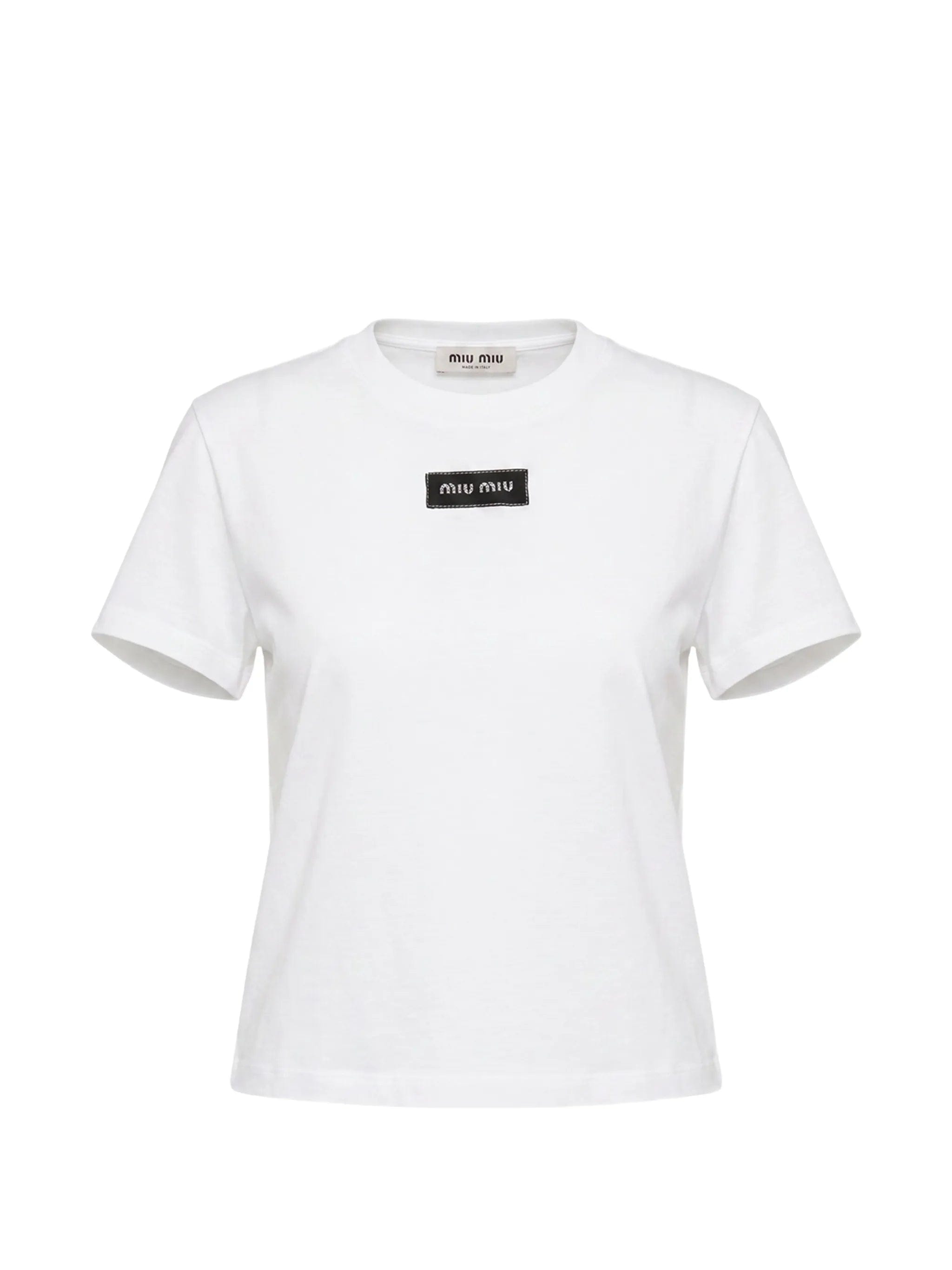 Miu Miu crew - neck logo - patch T - shirt