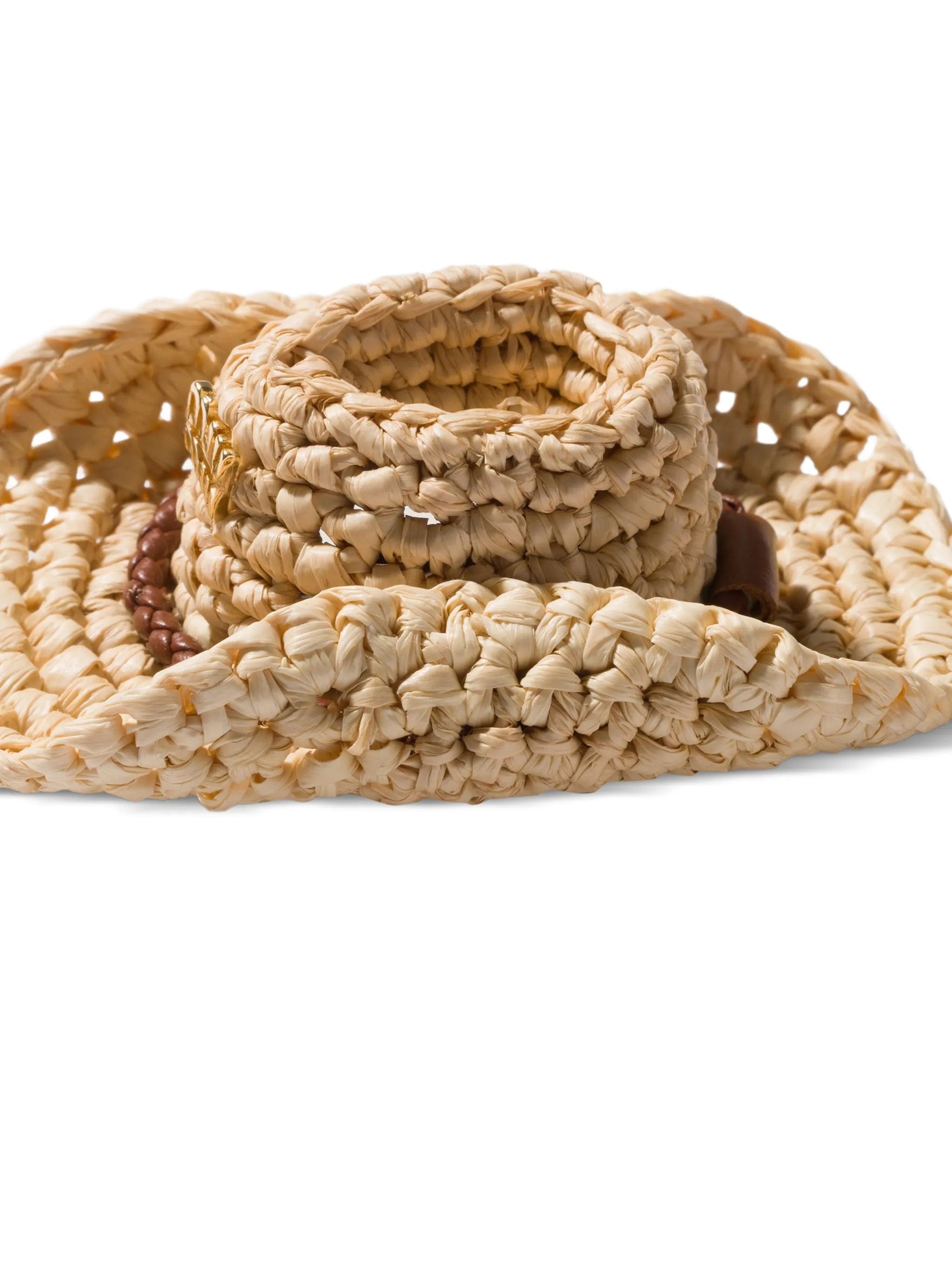 Miu Miu raffia and leather key ring trick