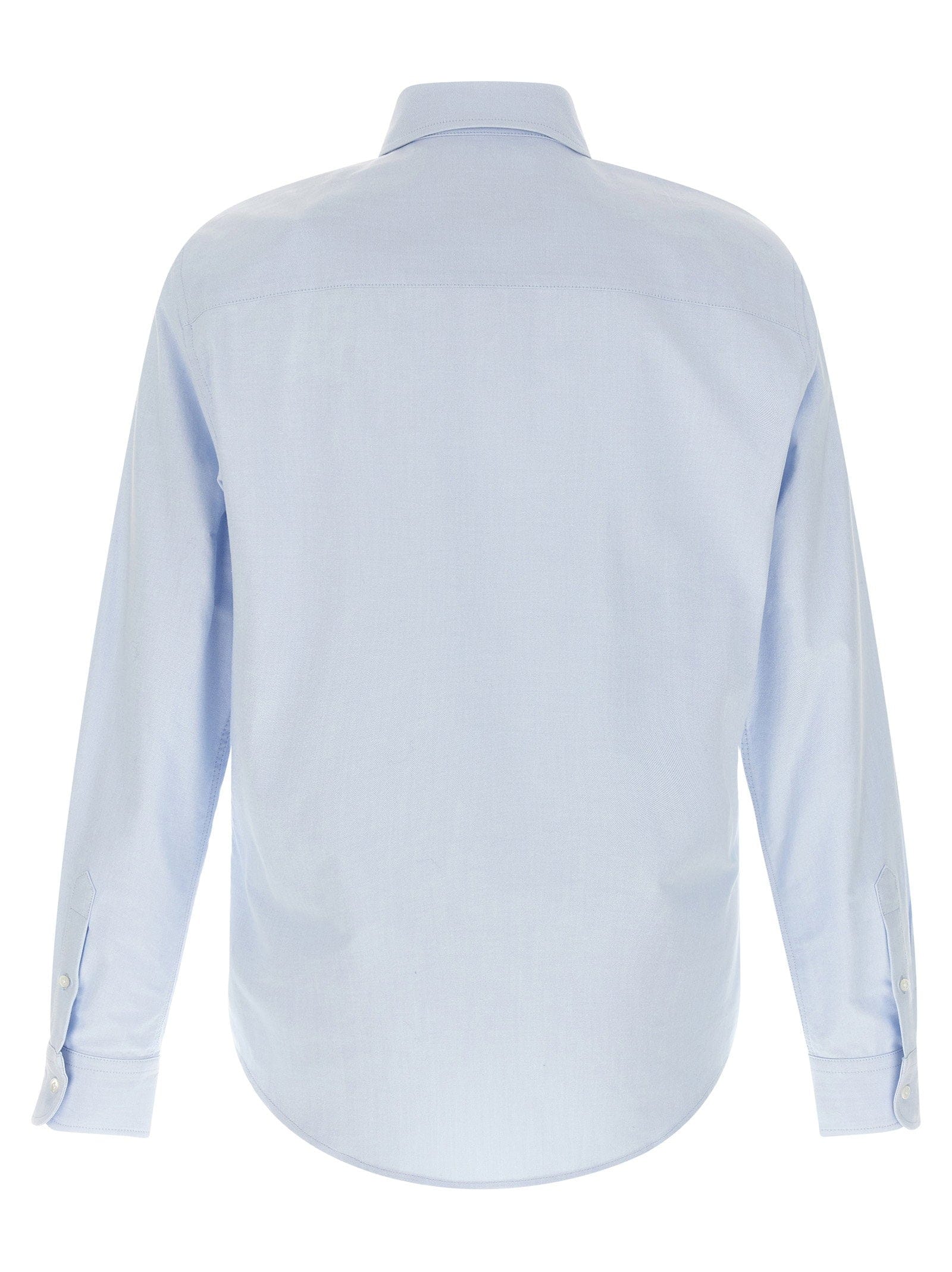 AMI Paris Oxford Cotton with Logo Embroidery Shirt — Light Blue