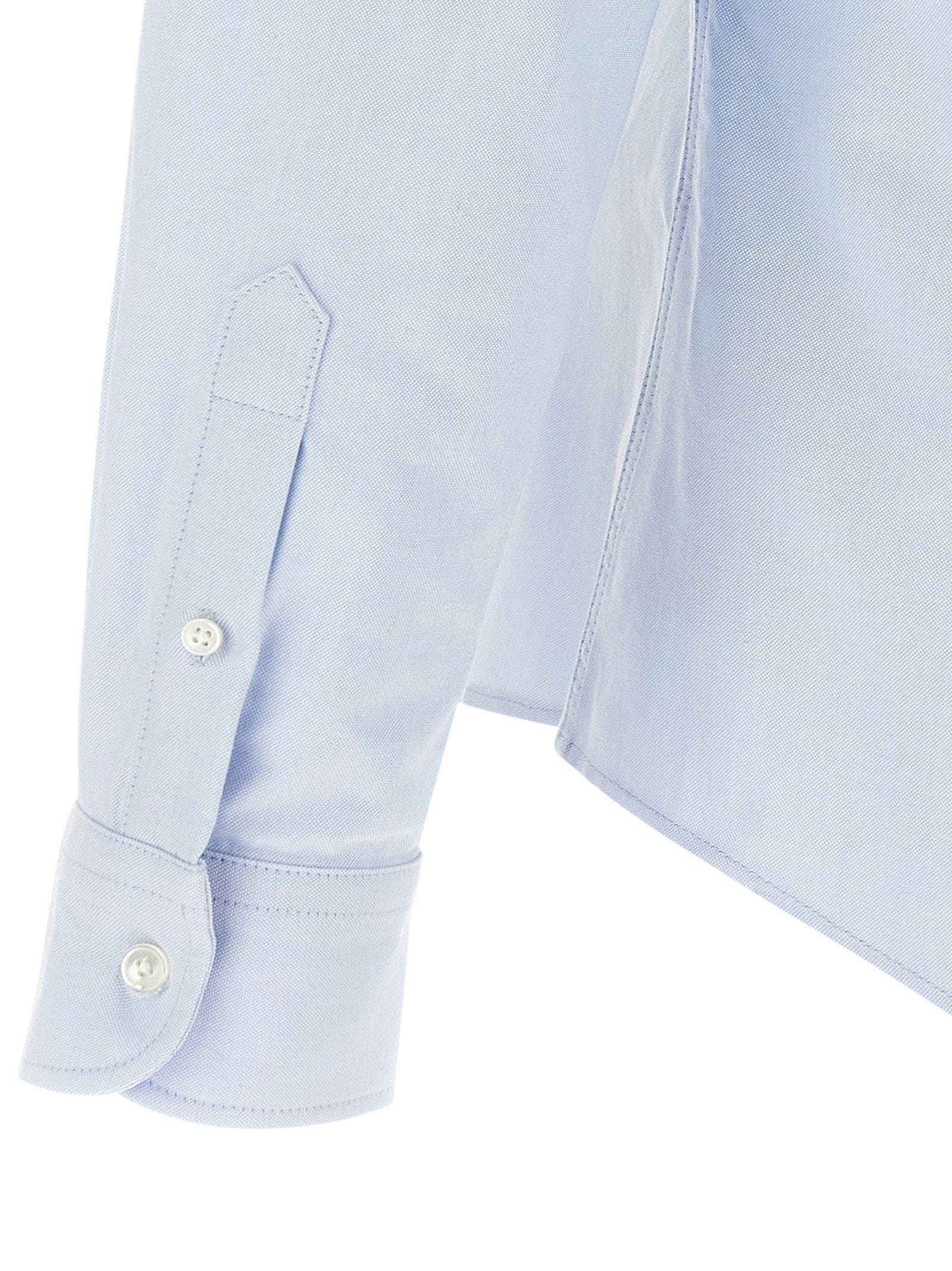 AMI Paris Oxford Cotton with Logo Embroidery Shirt — Light Blue