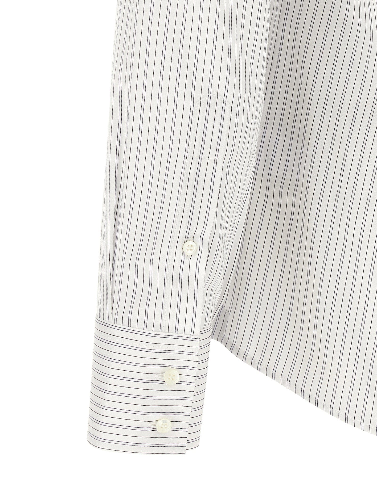 Brunello Cucinelli Vertical Striped Cotton Shirt — white