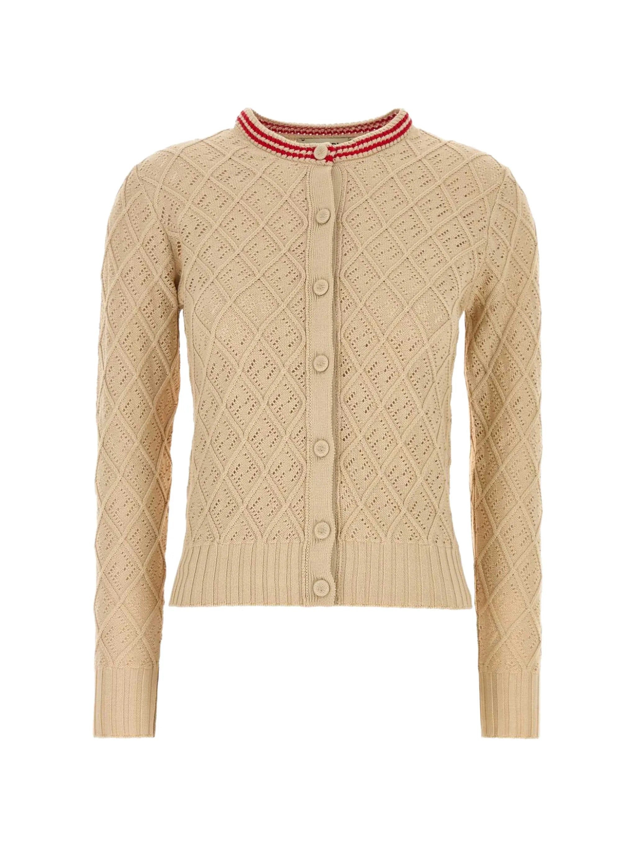 Fendi FF - monogram pointelle - knit cardigan