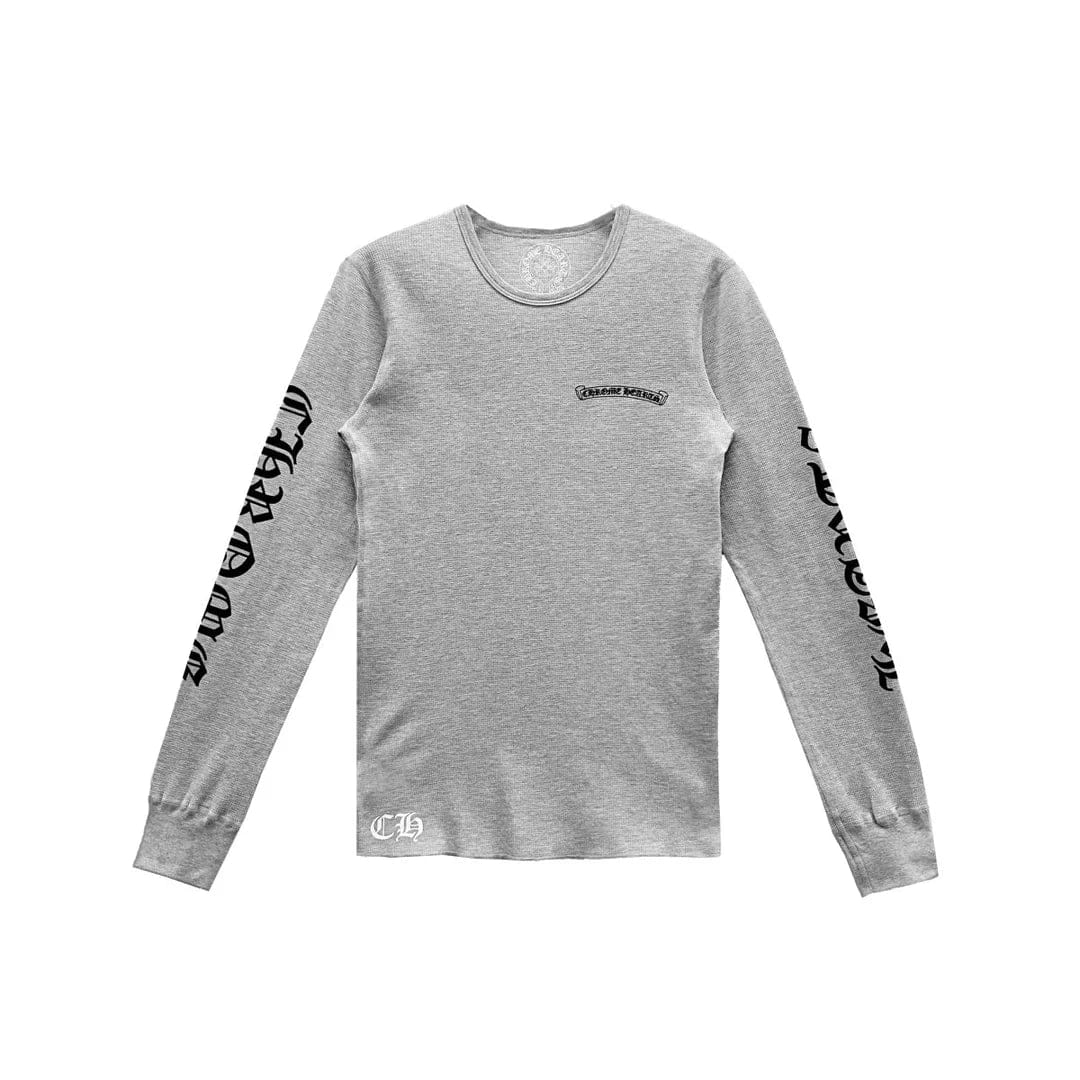 Chrome Hearts Scroll Logo Thermal Long Sleeve T - Shirt Grey