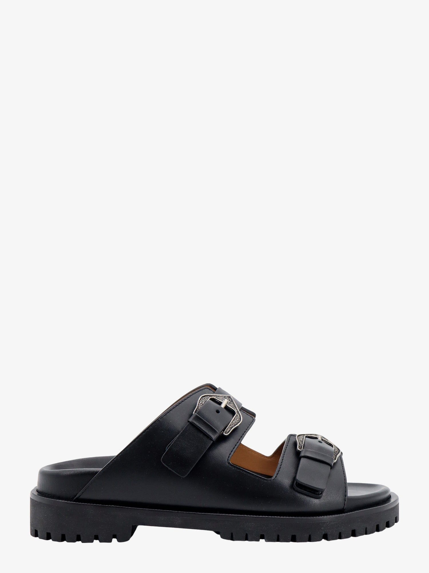 OFF WHITE Leather sandals with metal buckles with arrow logo