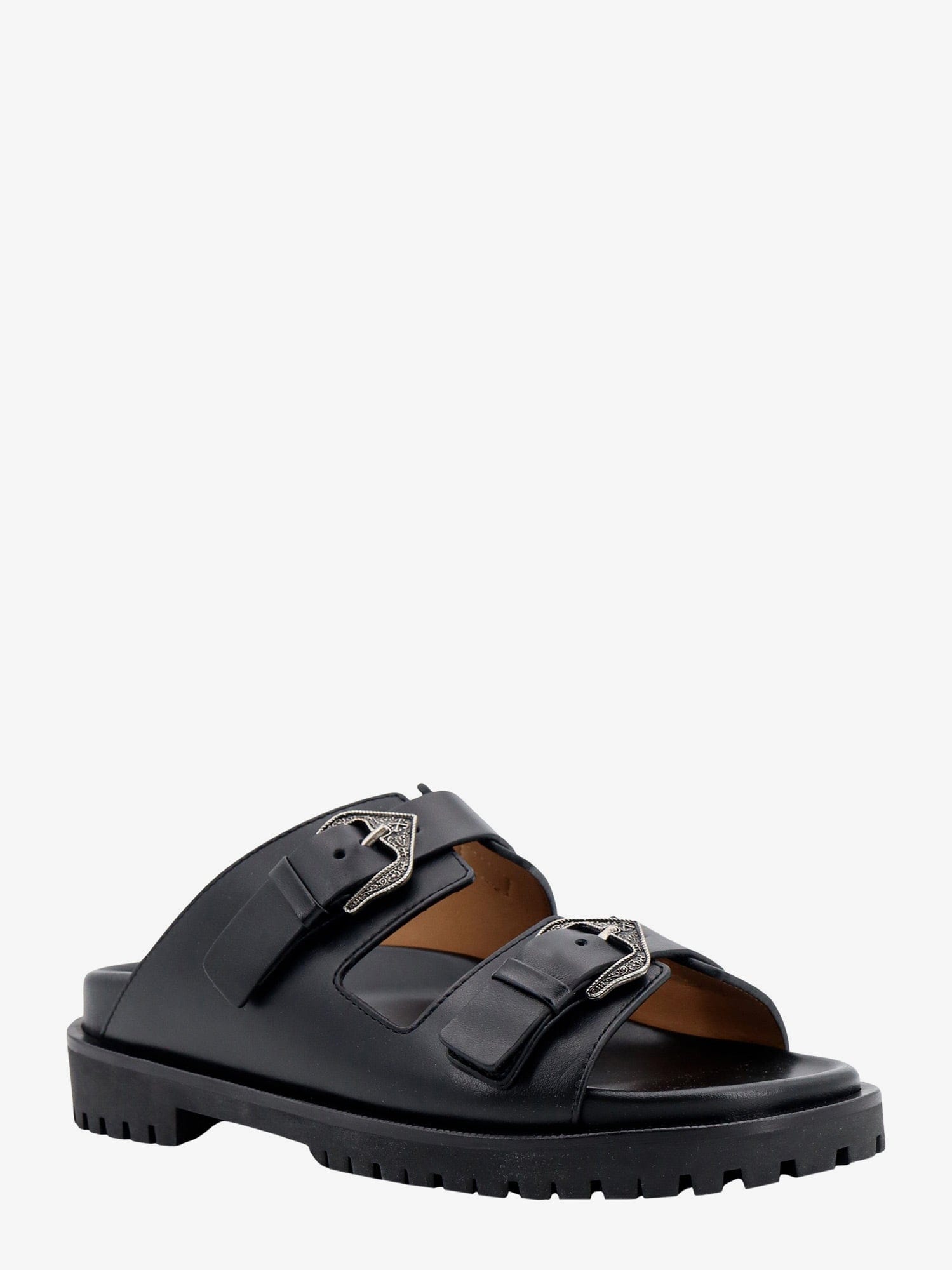OFF WHITE Leather sandals with metal buckles with arrow logo