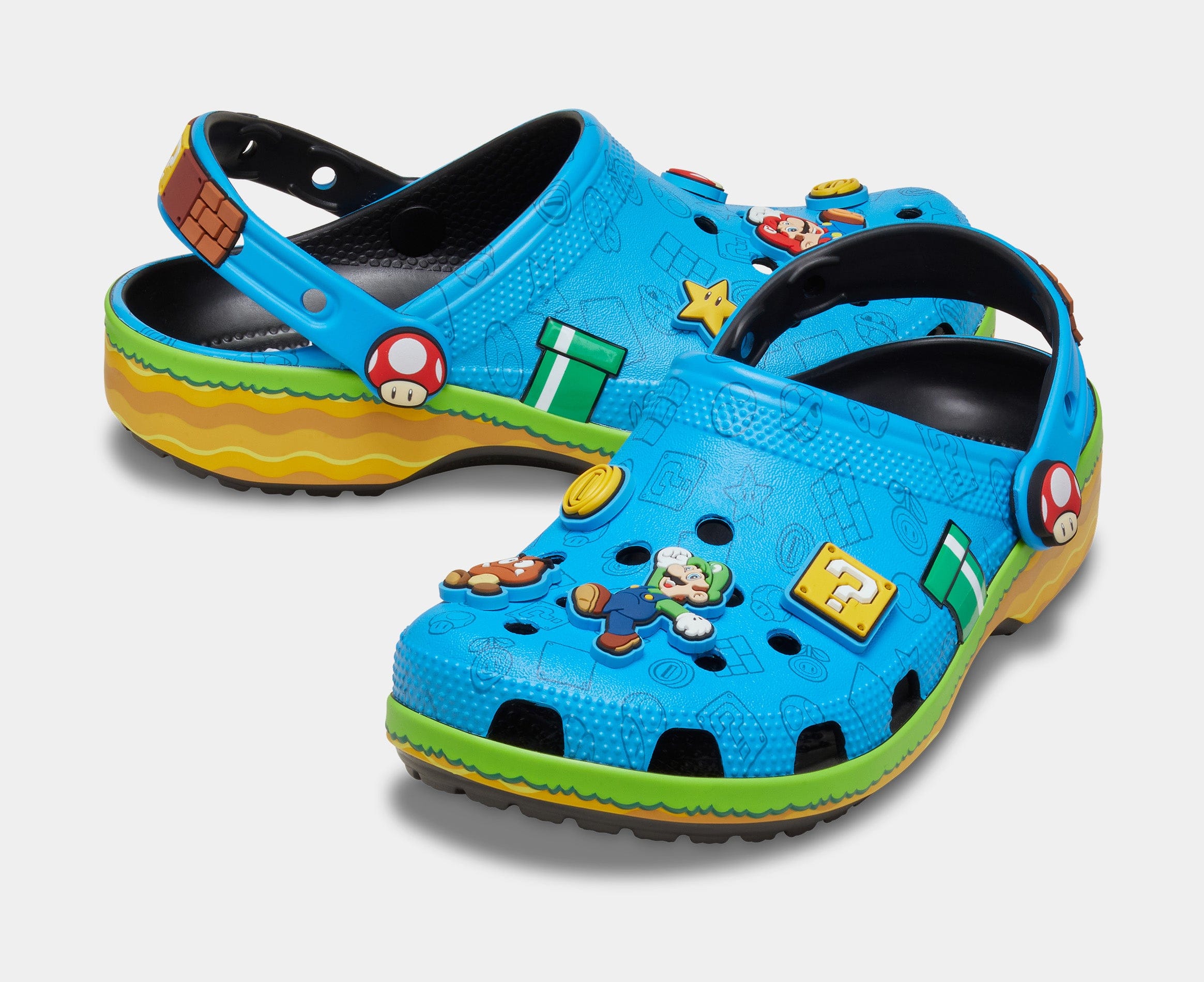CROCS Super Mario Classic Clog Mens Sandals (Blue/Green) Free Shipping
