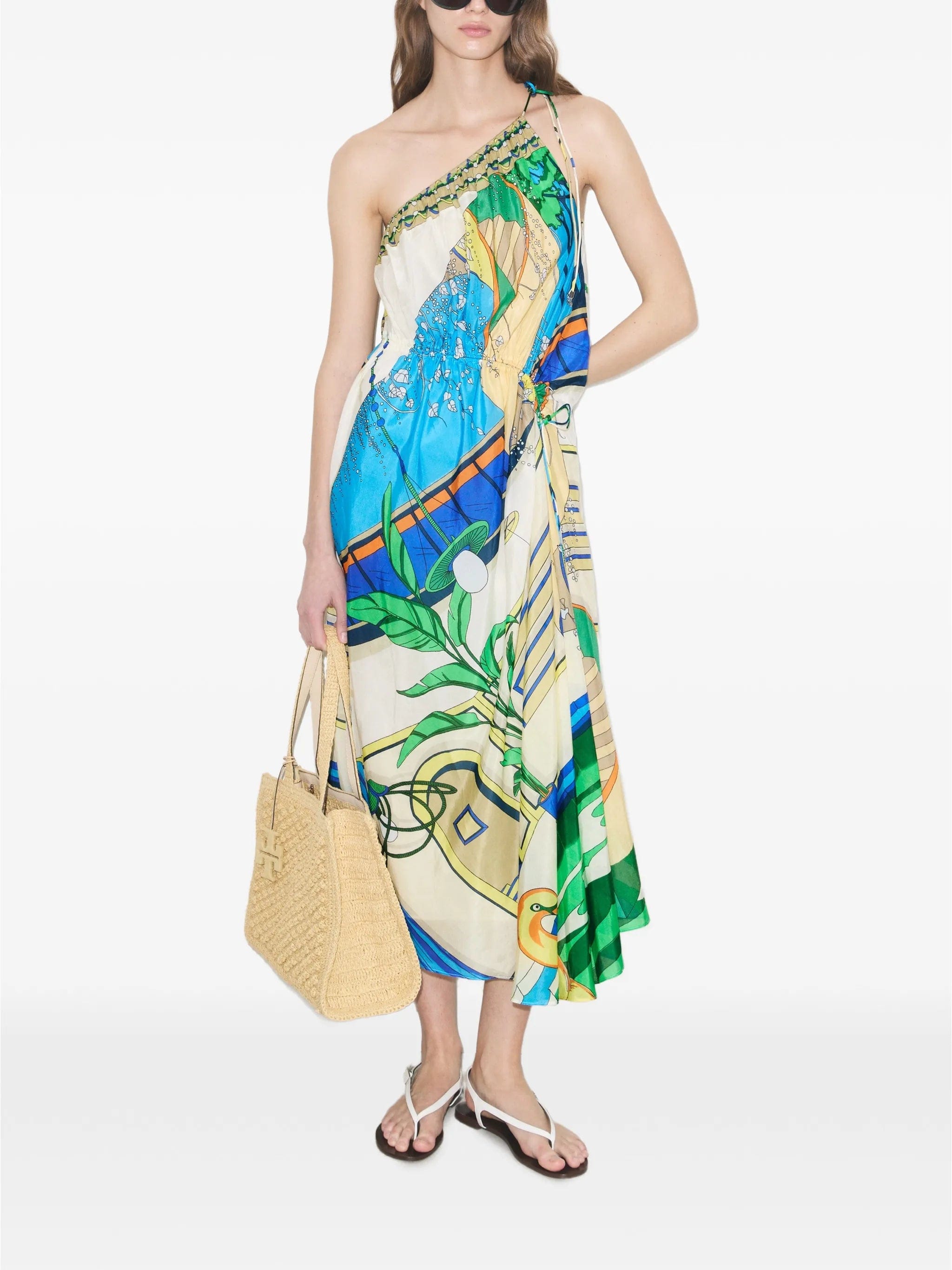 Tory Burch printed one - shoulder dress