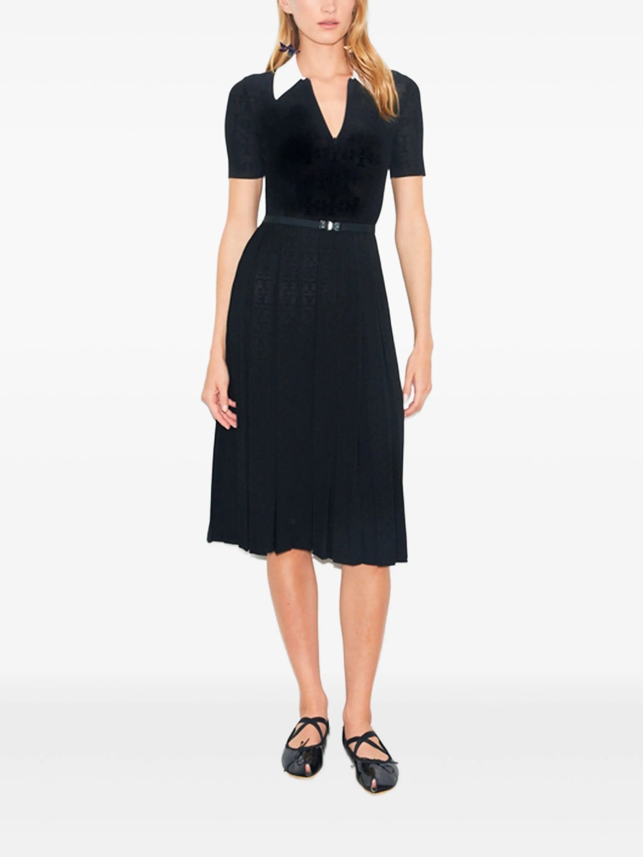 Tory Burch monogram pointelle pleated dress