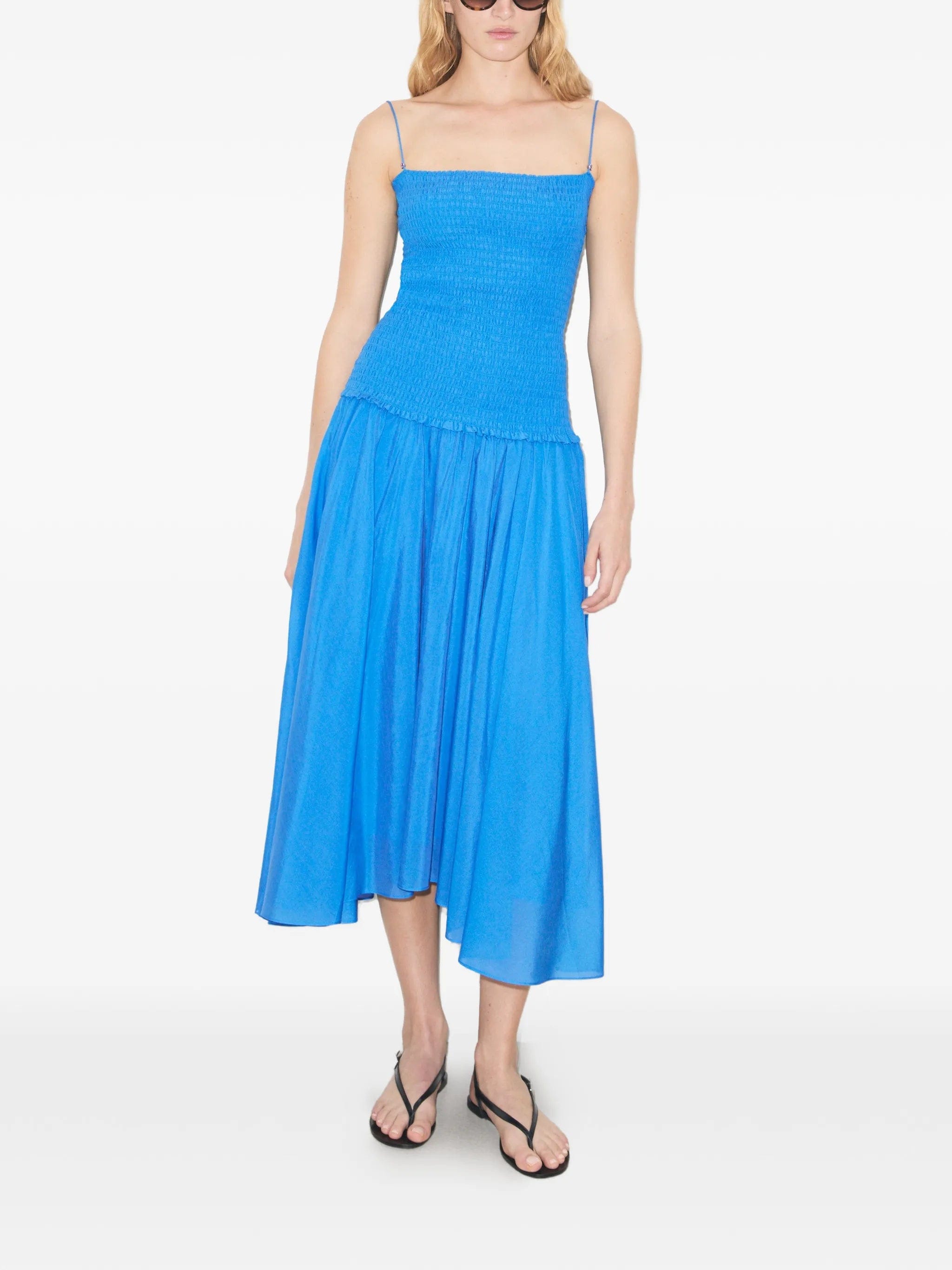 Tory Burch solid smocked dress