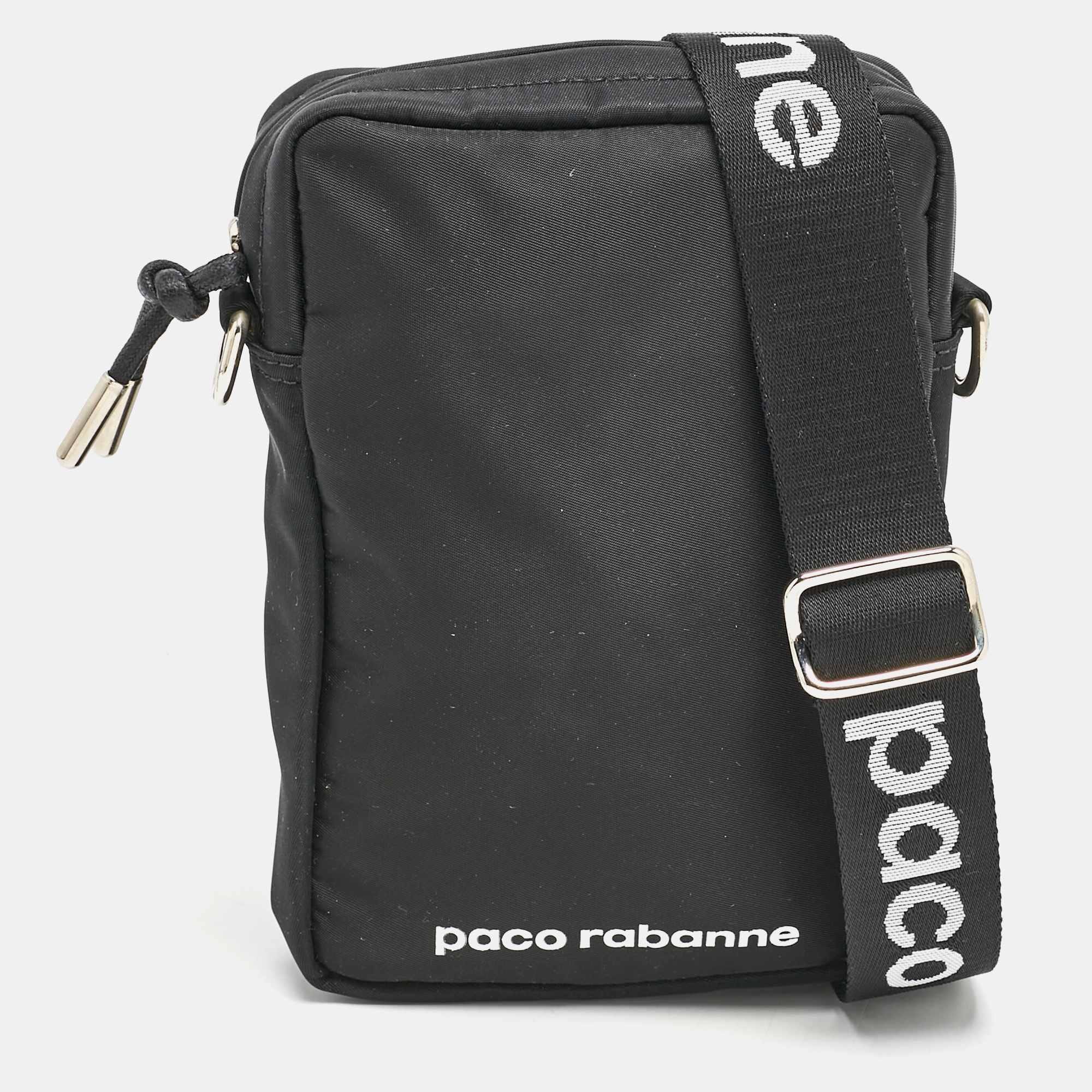Paco Rabanne Black Nylon Mini Crossbody Bag
