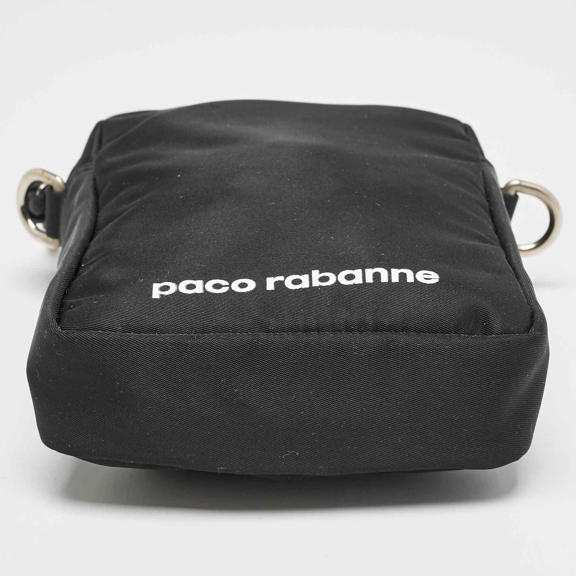 Paco Rabanne Black Nylon Mini Crossbody Bag