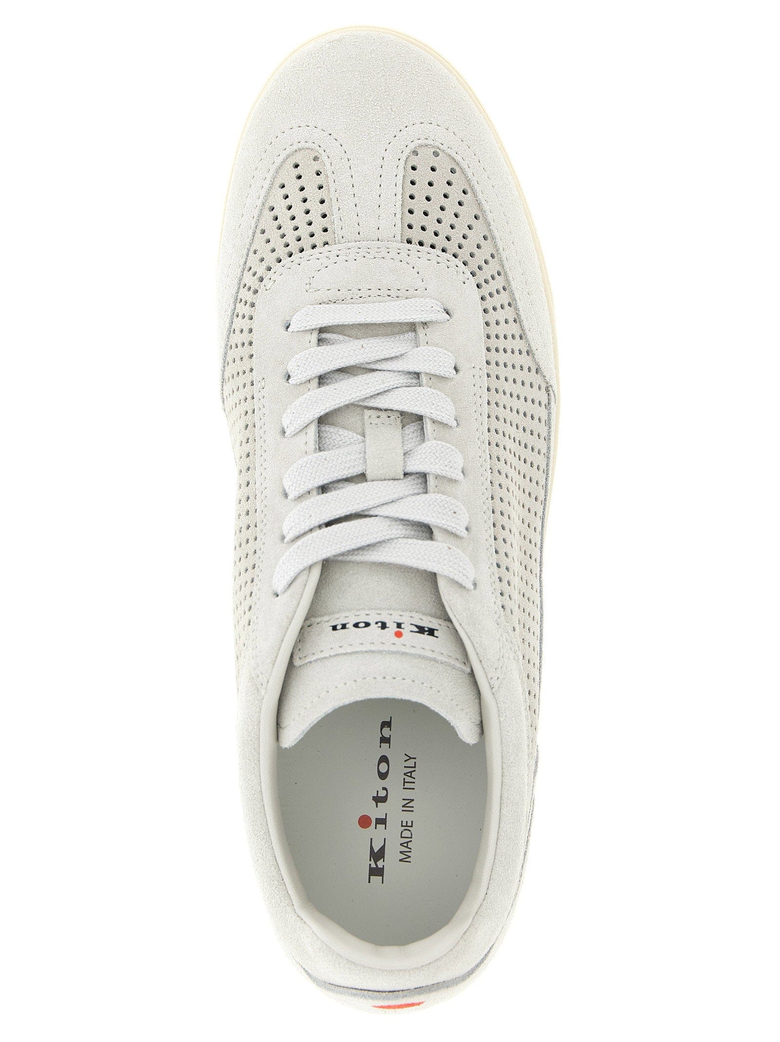 Kiton Perforated Suede Sneaker — Grey