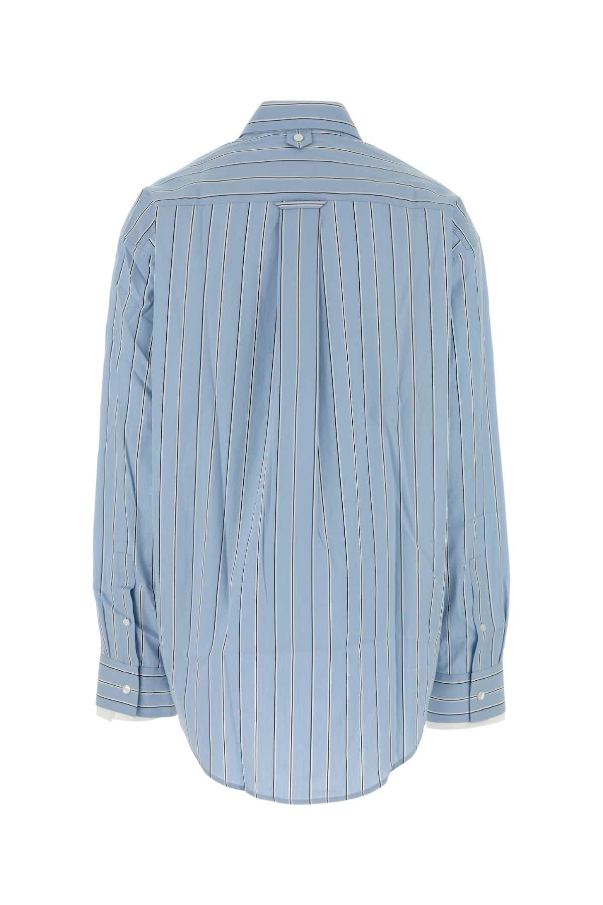 AMI Paris Pinstriped Poplin Shirt — Blue