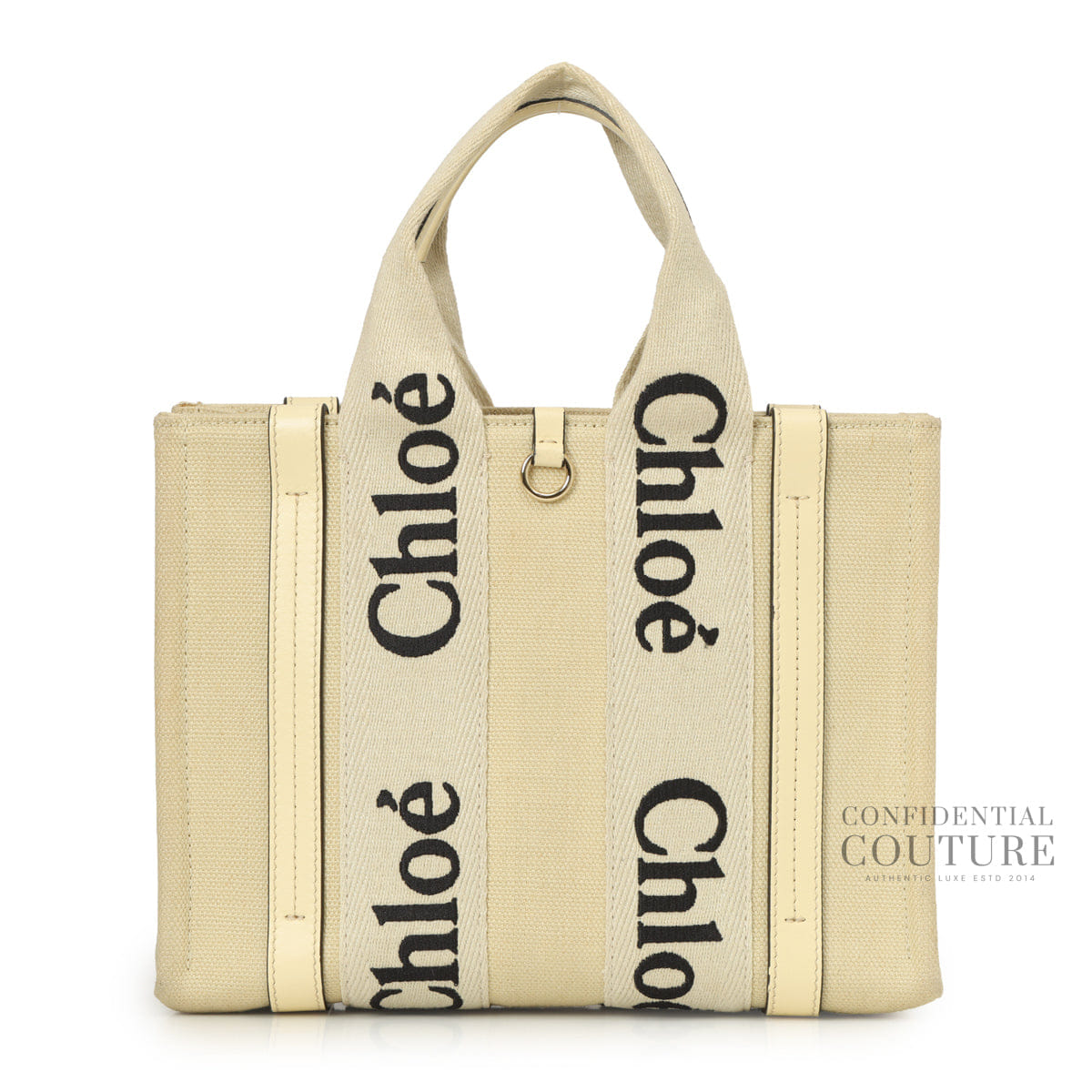 Chloe Beige Canvas/Leather Small Woody Tote Bag