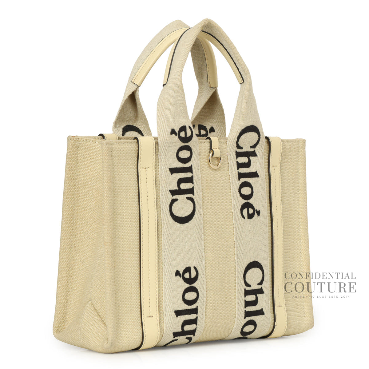 Chloe Beige Canvas/Leather Small Woody Tote Bag