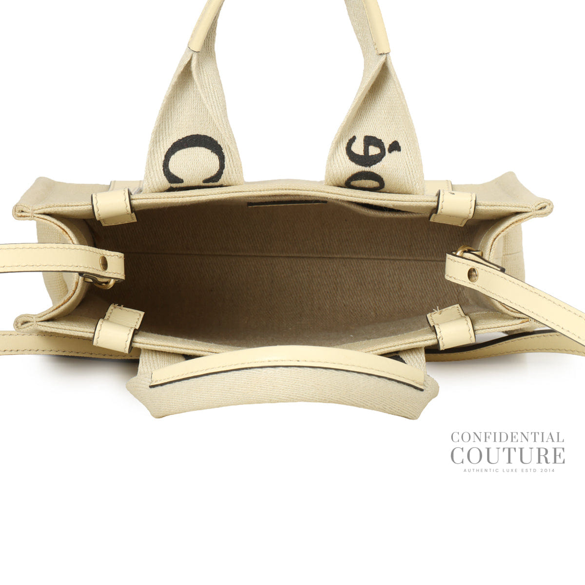 Chloe Beige Canvas/Leather Small Woody Tote Bag