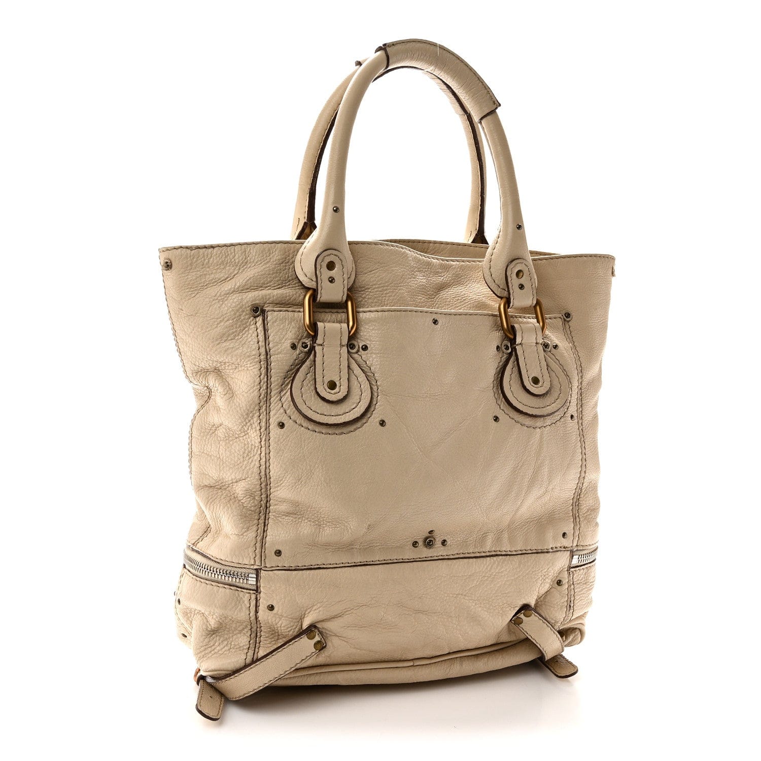 Chloe Grained Calfskin Paddington Shopping Tote Beige