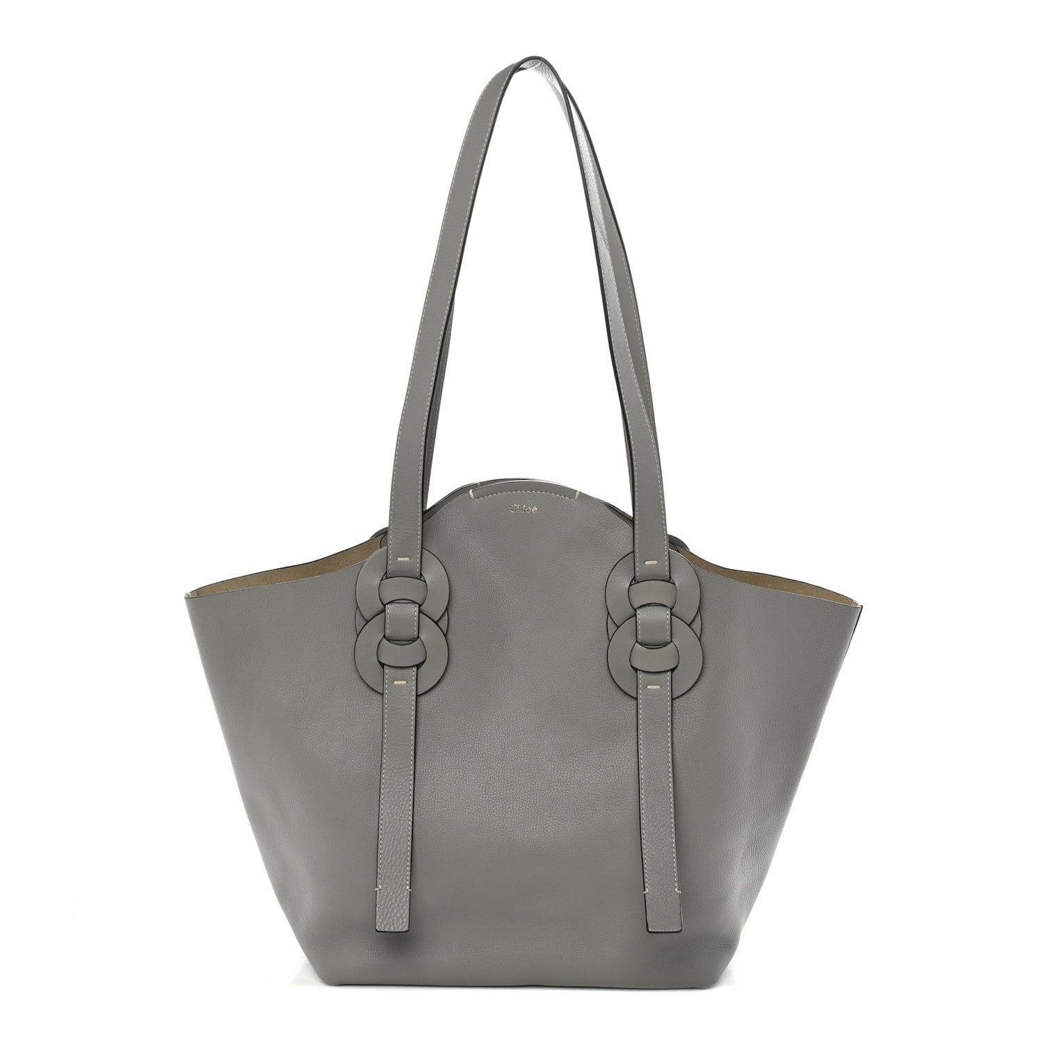 Chloe Small Grain Smooth Calfskin Medium Darryl Tote Motty Grey