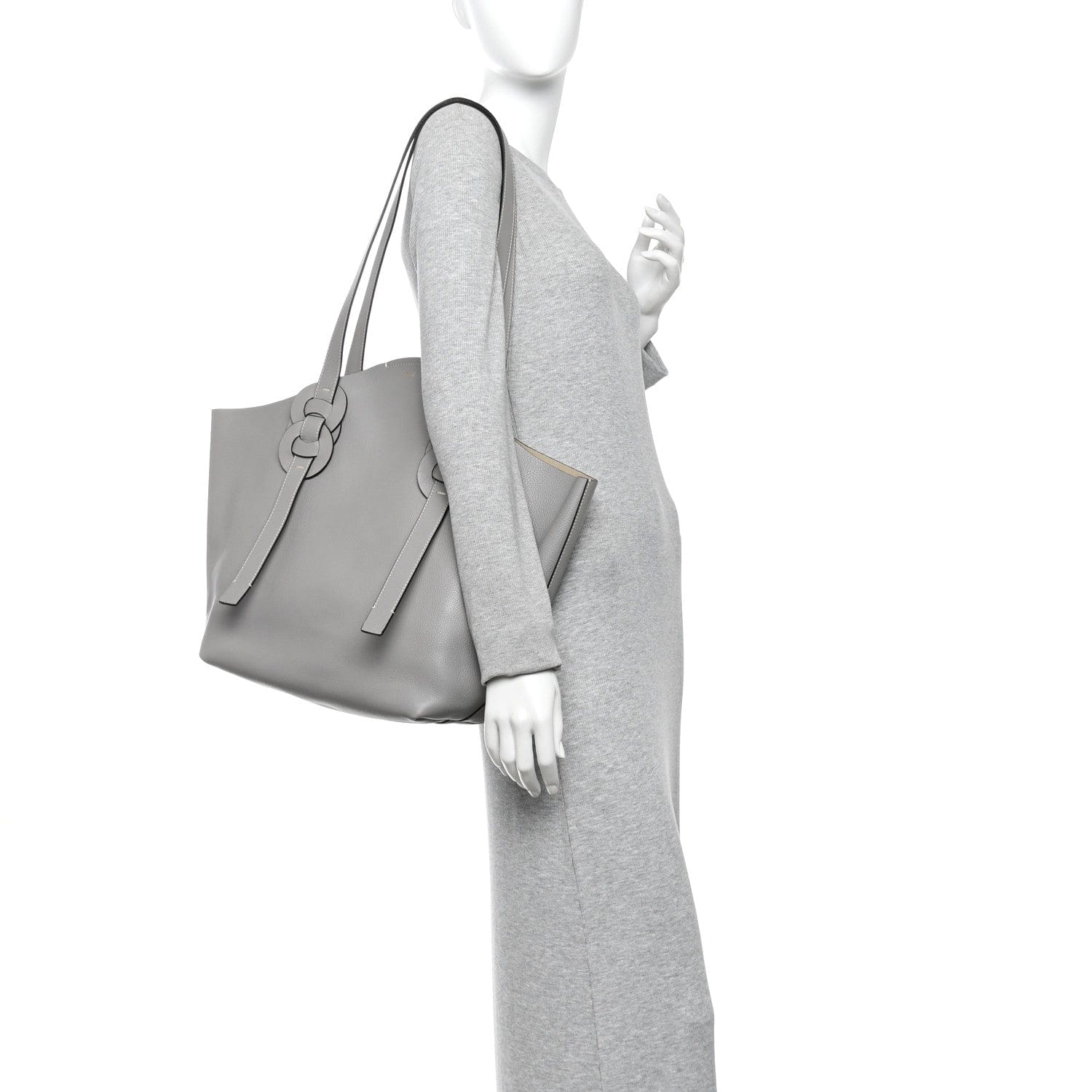 Chloe Small Grain Smooth Calfskin Medium Darryl Tote Motty Grey