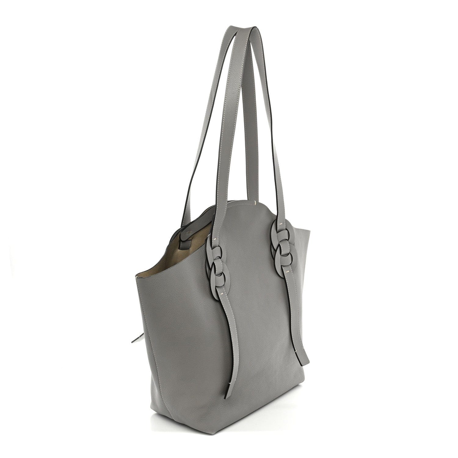 Chloe Small Grain Smooth Calfskin Medium Darryl Tote Motty Grey