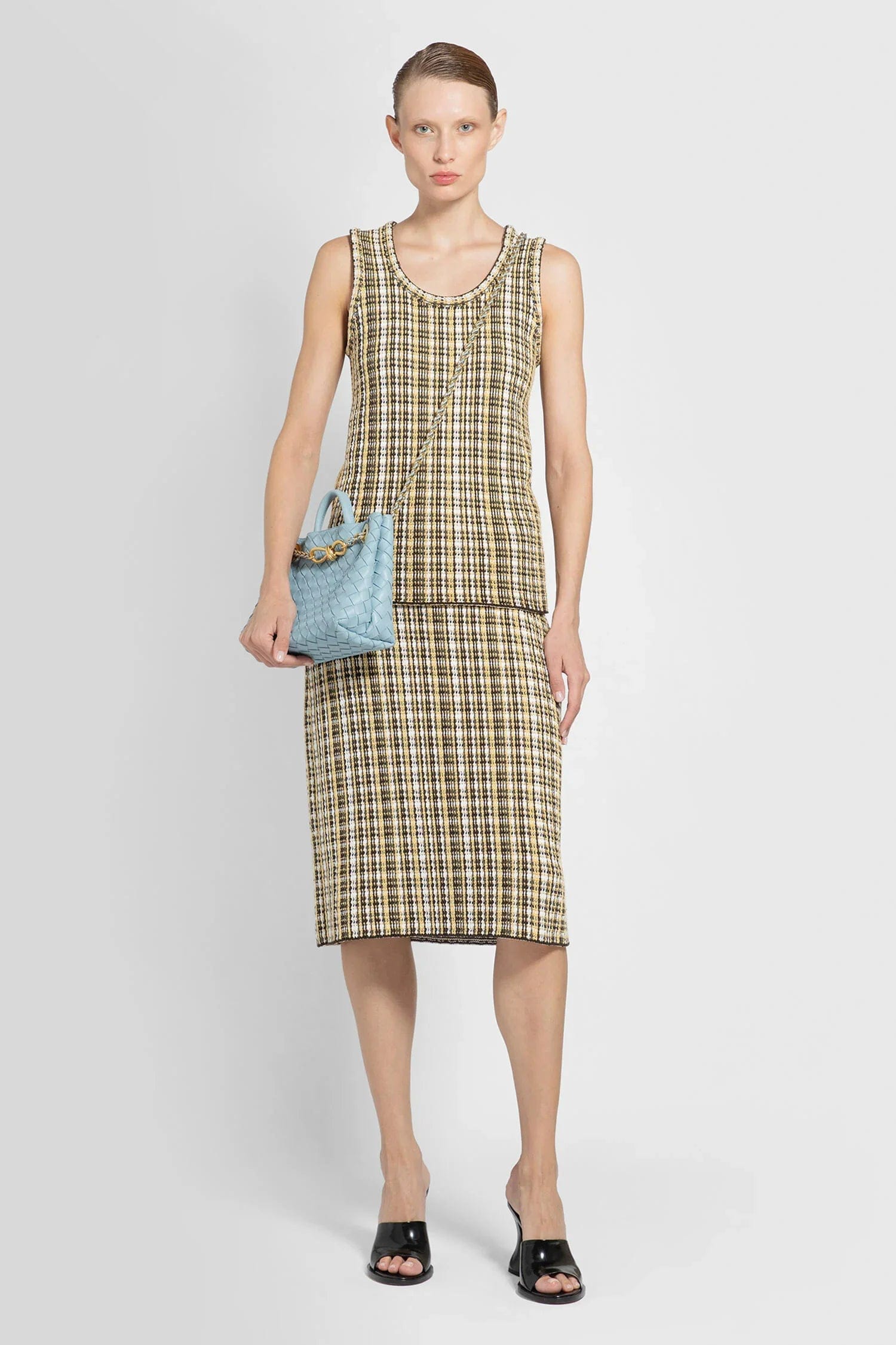 Bottega Veneta Check Jacquard Midi Skirt