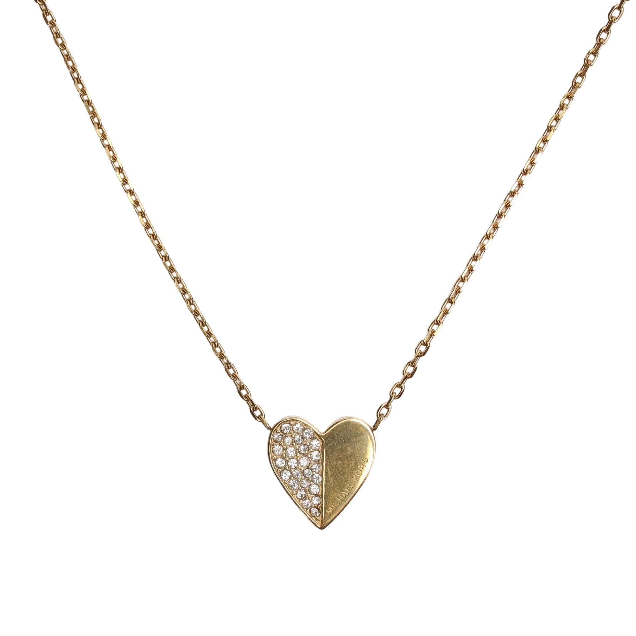 Michael Kors Pavé Gold - Tone Heart Pendant Necklace