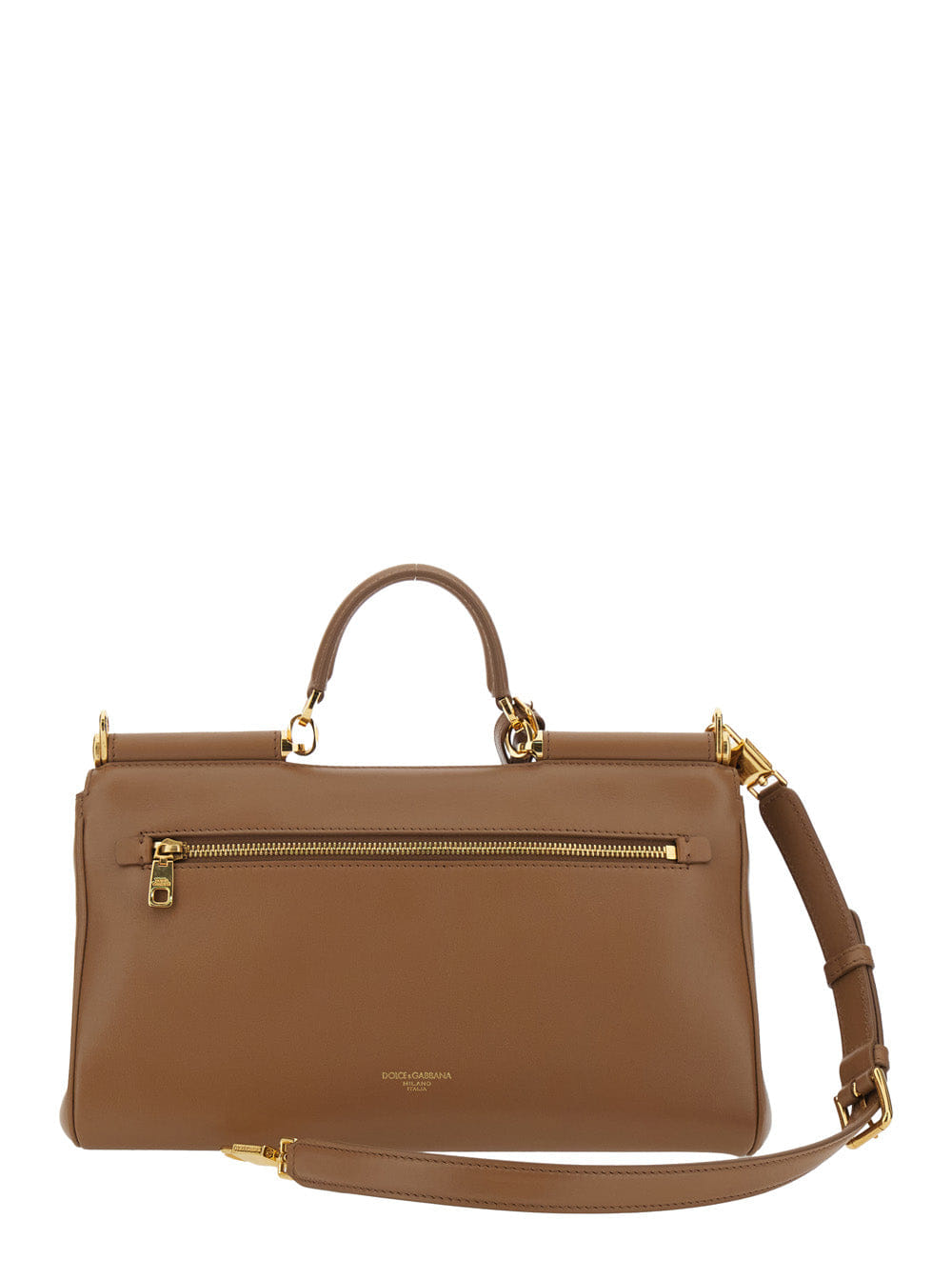 Dolce & Gabbana Women Brown Medium Handbag My Sicily With Padlock Detail And Adjustable Removable Strap In Leather For Women