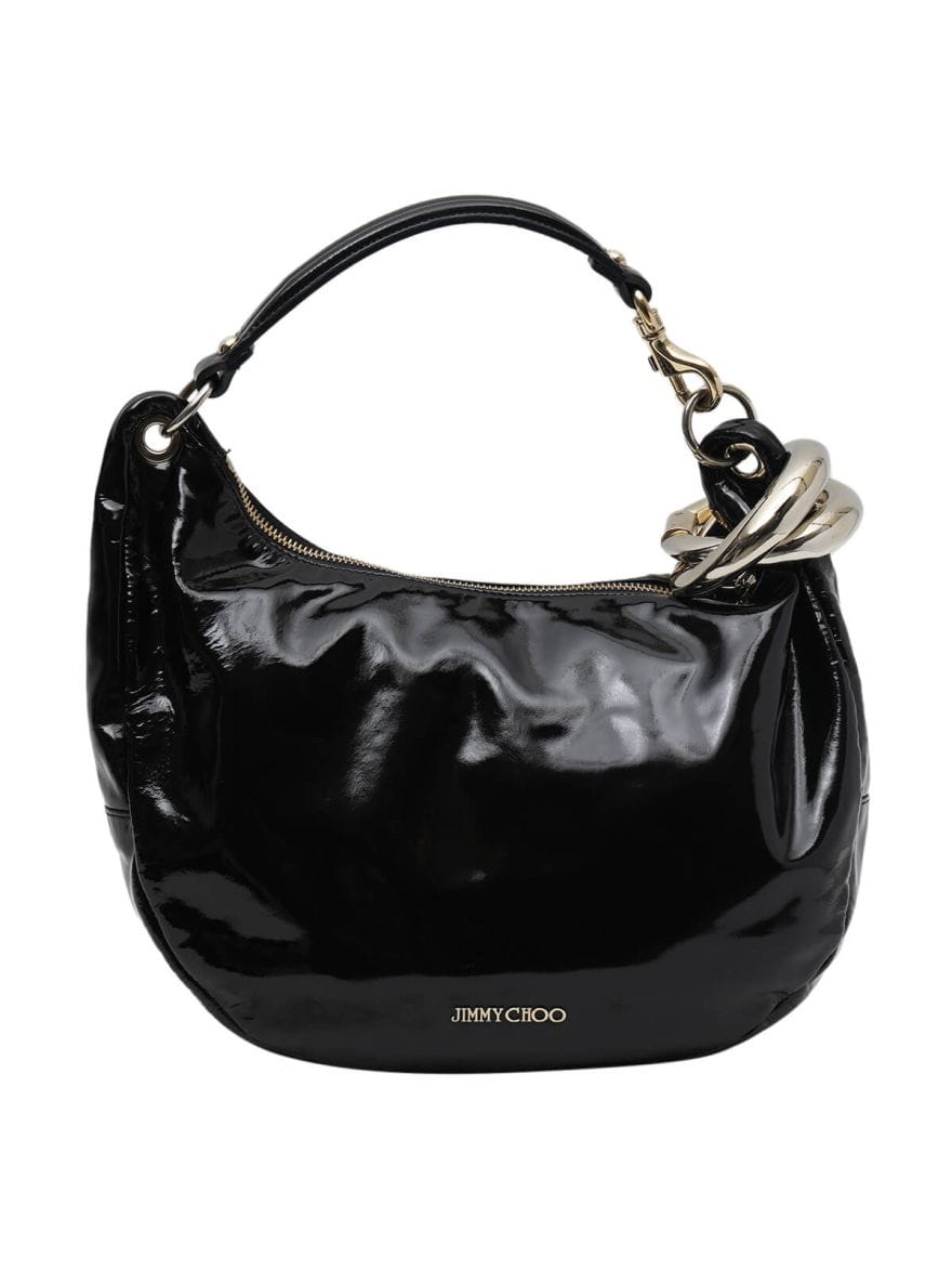 Jimmy Choo Black Patent Leather Ring Shoulder Bag