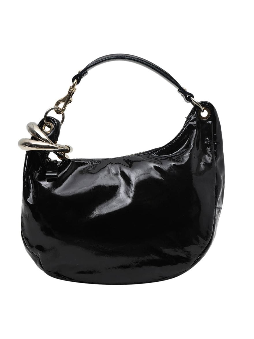 Jimmy Choo Black Patent Leather Ring Shoulder Bag