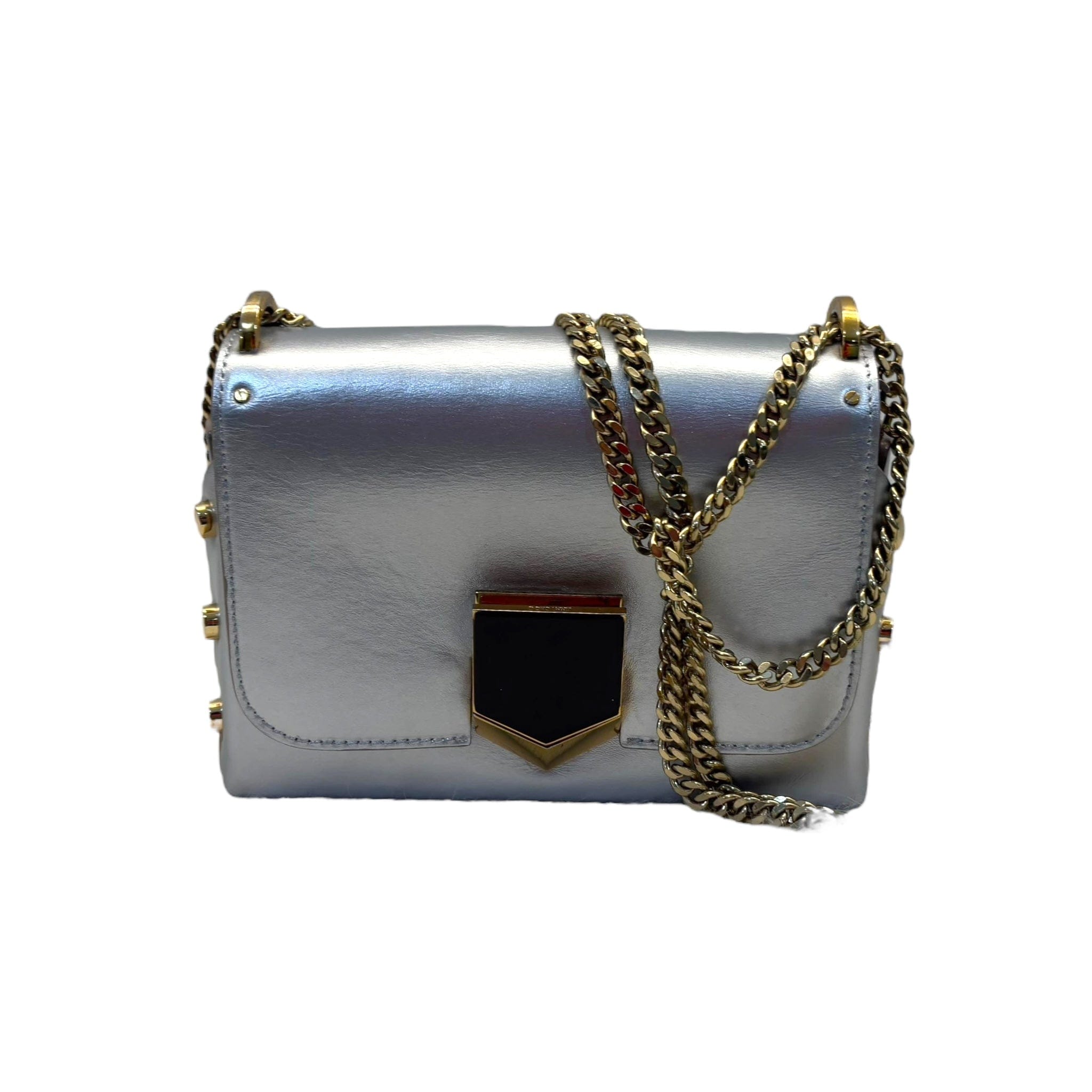 Jimmy Choo Grey Leather Lockett City Shoulder Bag