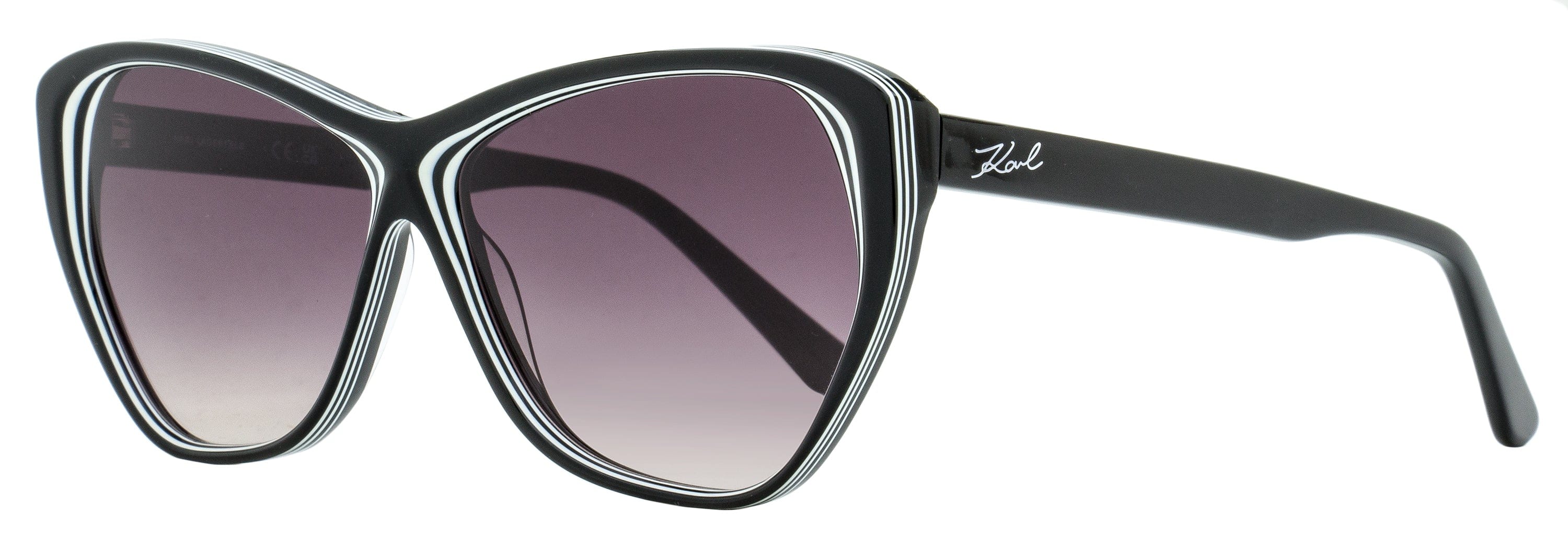 Karl Lagerfeld Cat Eye Sunglasses KL6103S 006 Black/White 58 mm