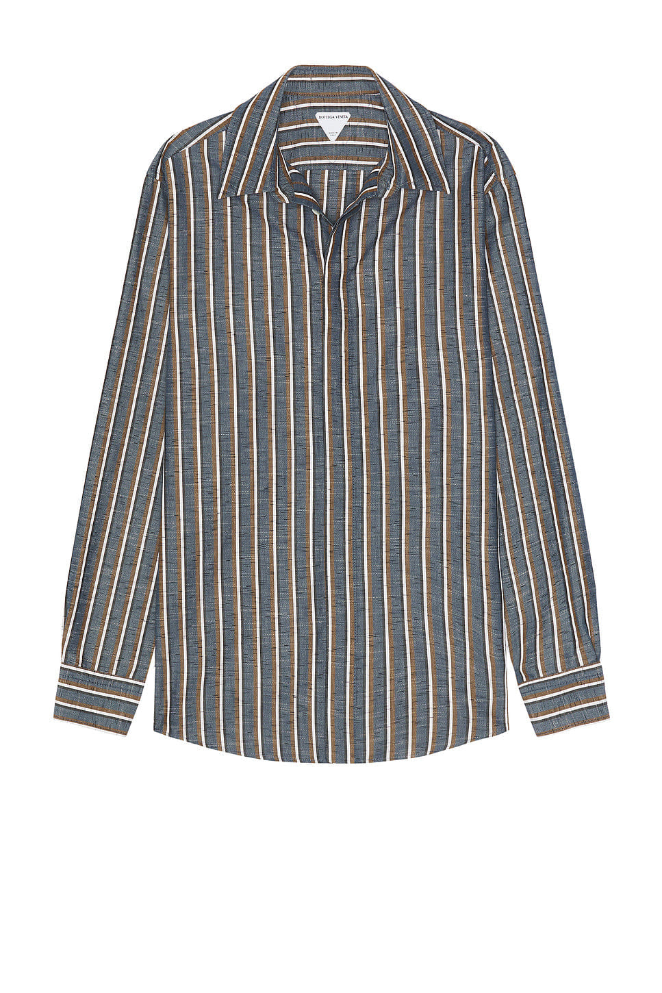 Bottega Veneta Bold Botton Linen Stripe Shirt
