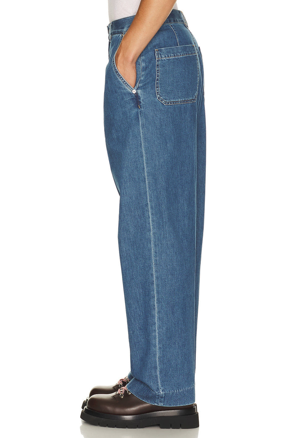 Bottega Veneta Atlantic Blue Denim Wide Leg Trousers