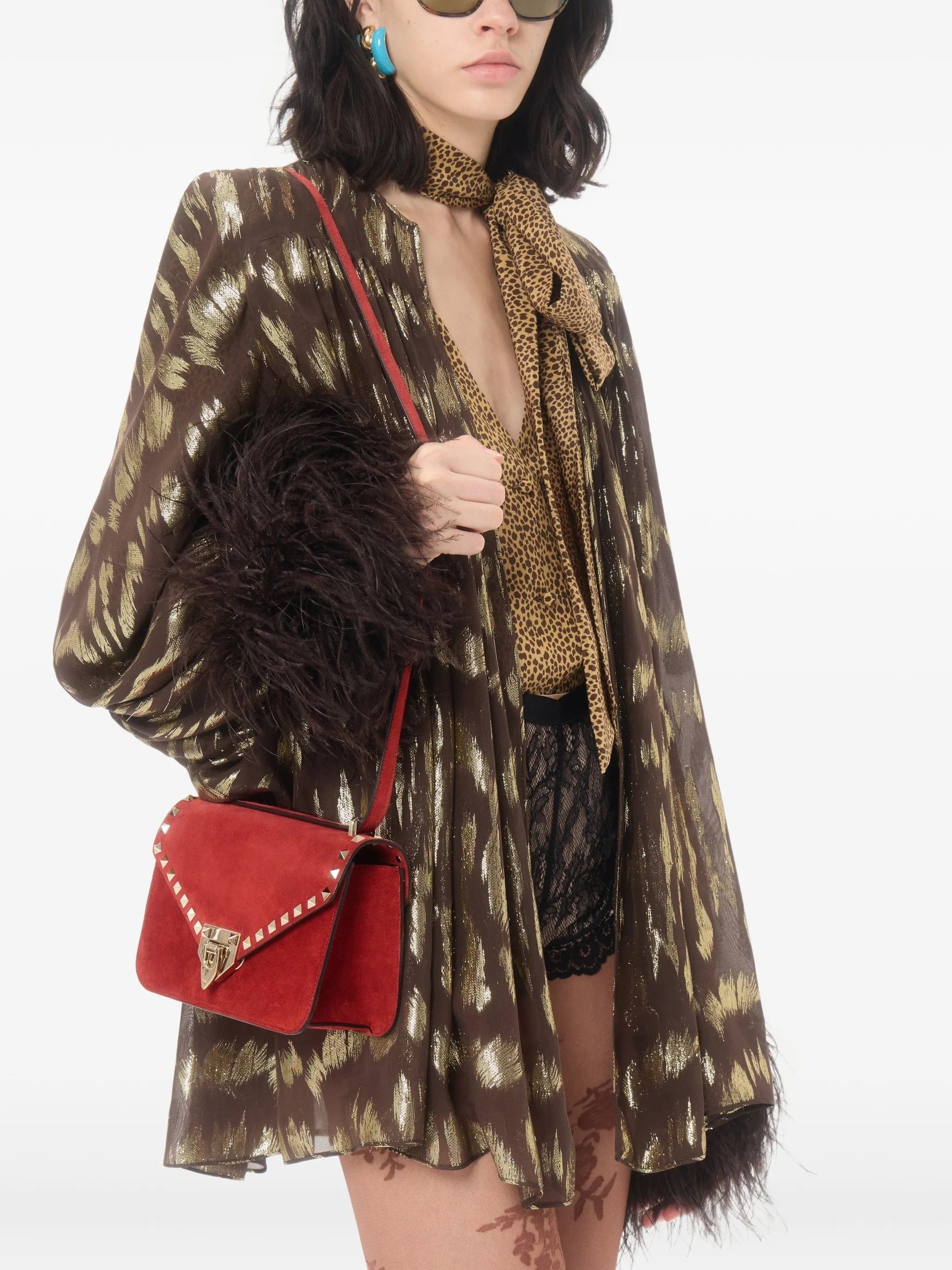 Valentino Garavani Rockstud small suede crossbody bag