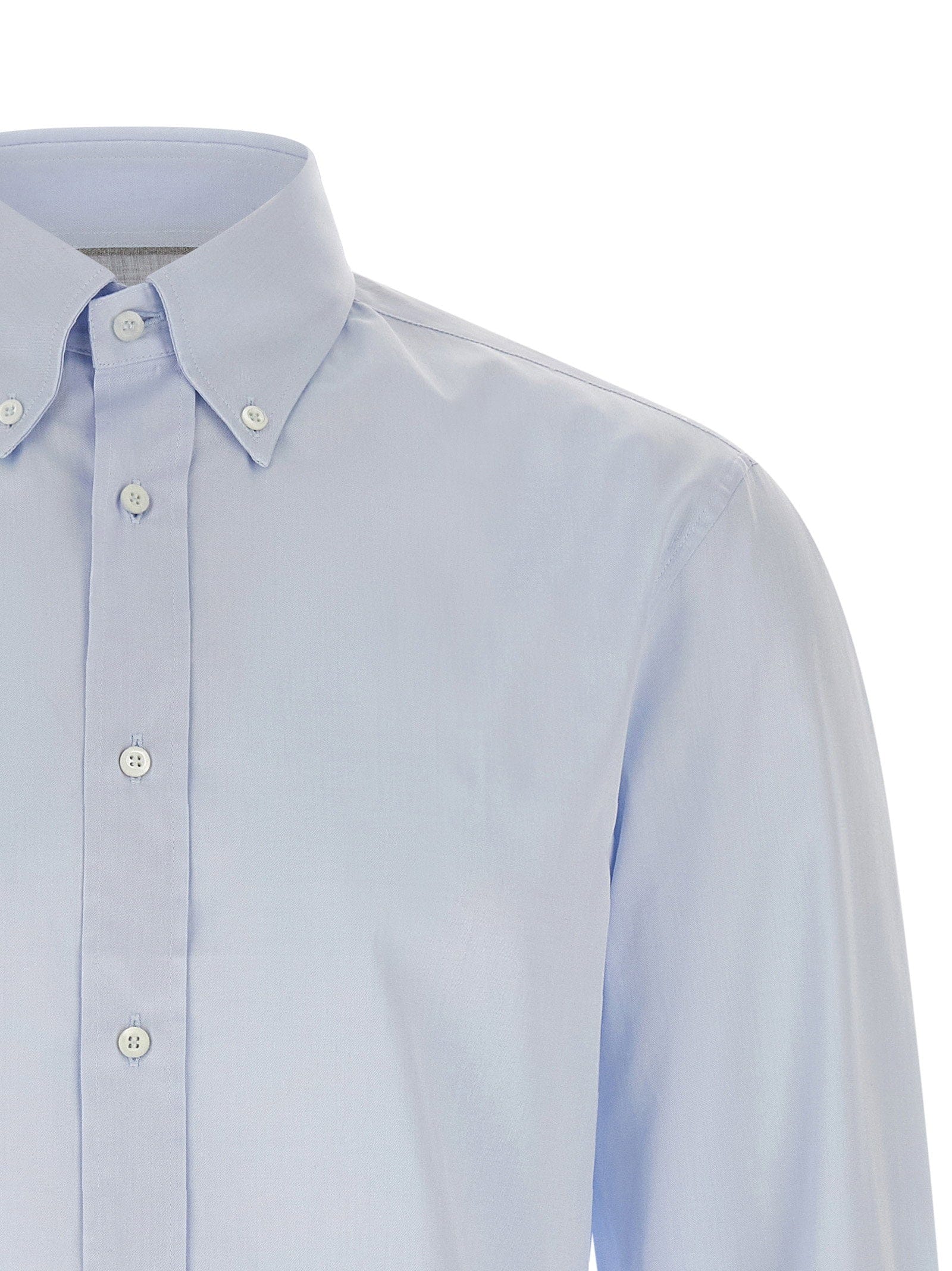 Brunello Cucinelli Cotton Button - Down Shirt — light blue