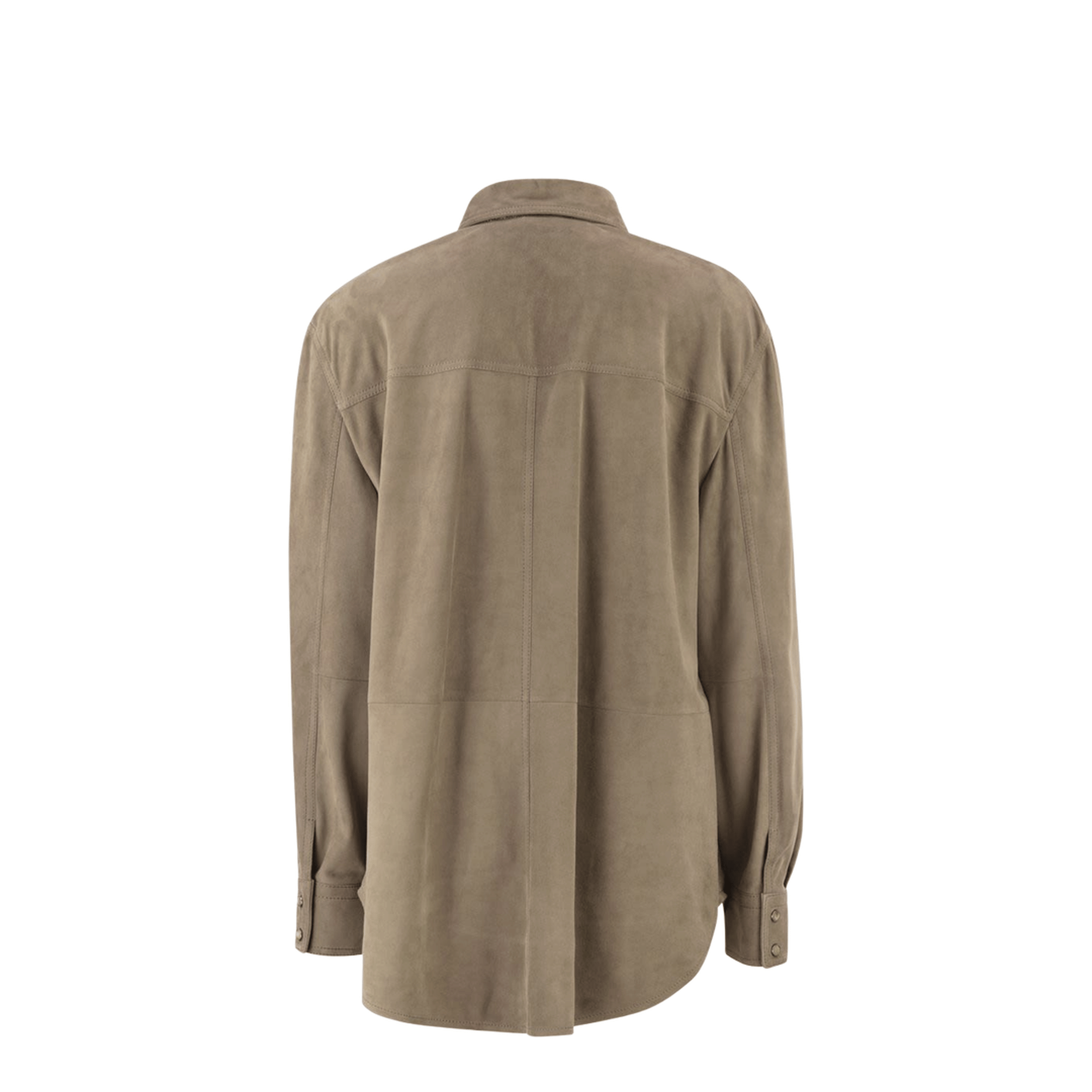 Brunello Cucinelli Patch Pockets Suede Shirt Brown