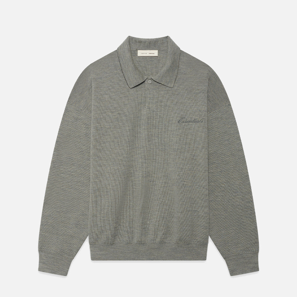 Fear of God Essentials SIGNATURE 90S KNIT POLO - CONCRETE HEATHER