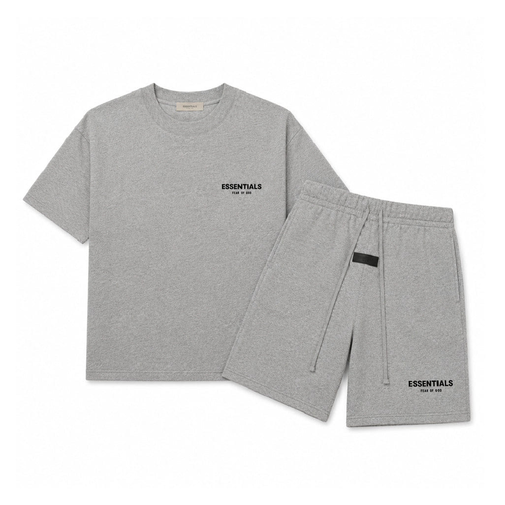 Fear of God Essentials Dark Oatmeal T - Shirt & Sweatshort Set