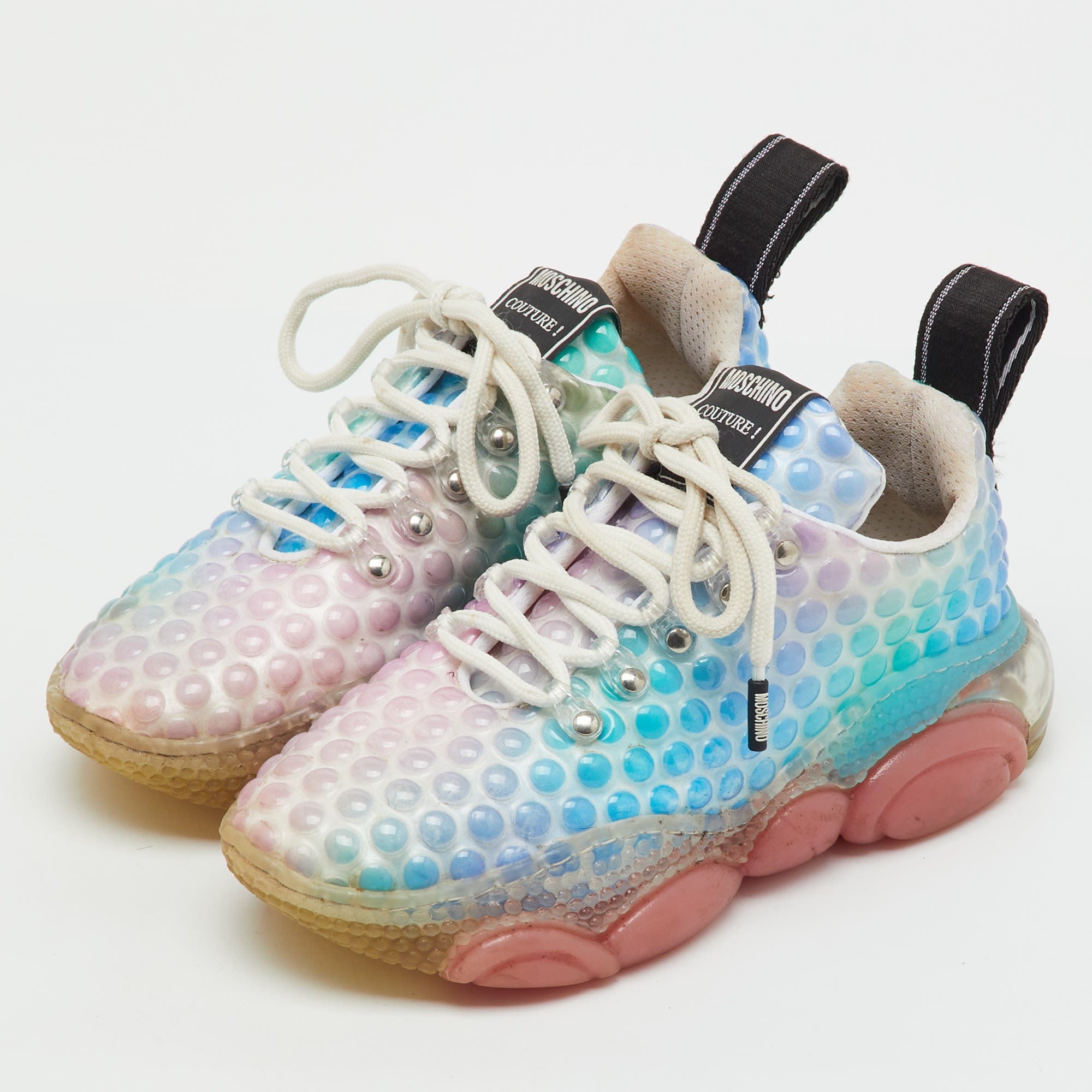 Moschino Multicolor Rubber Double Bubble Lace Up Sneakers