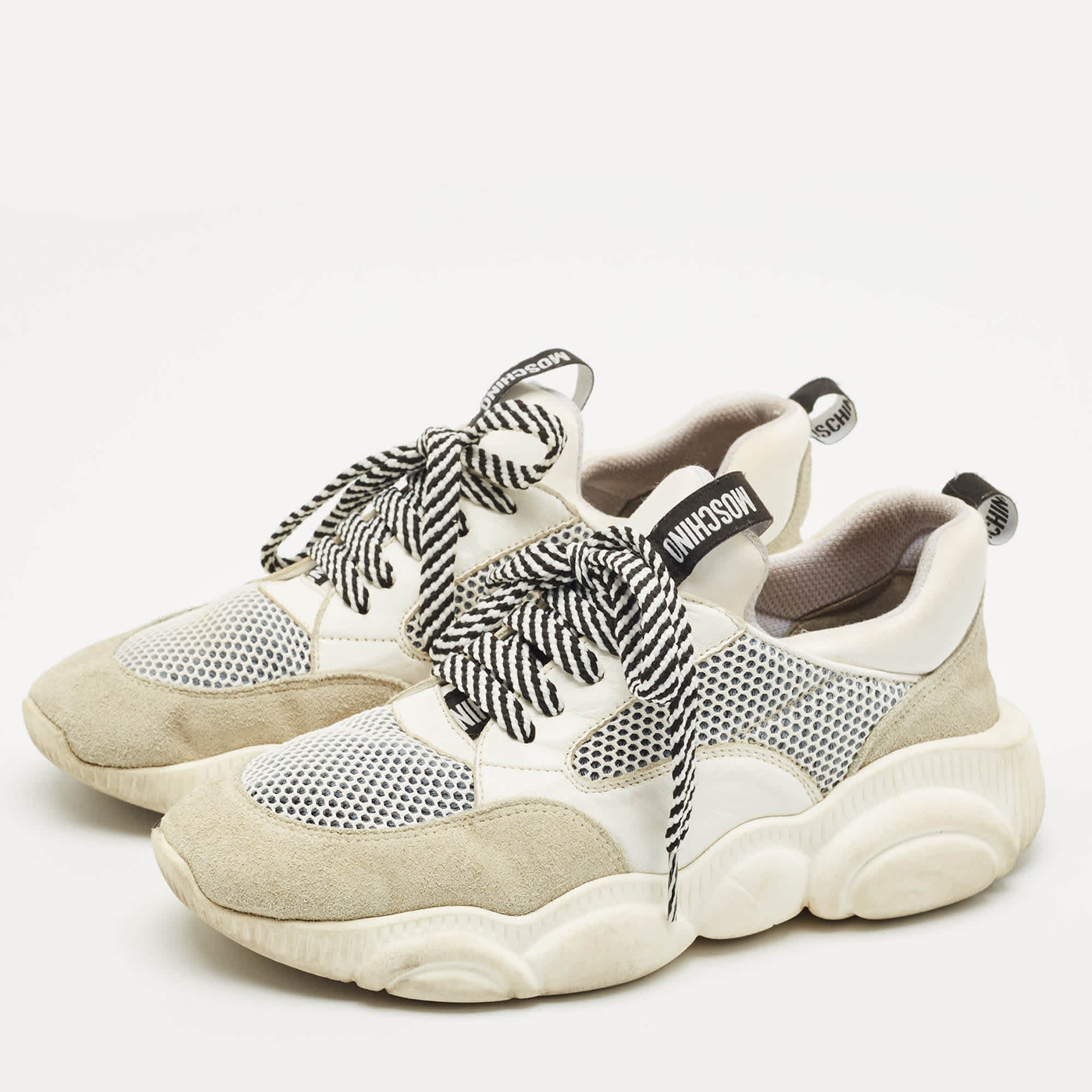 Moschino Multicolor Suede And Mesh Fluo Teddy Sneakers