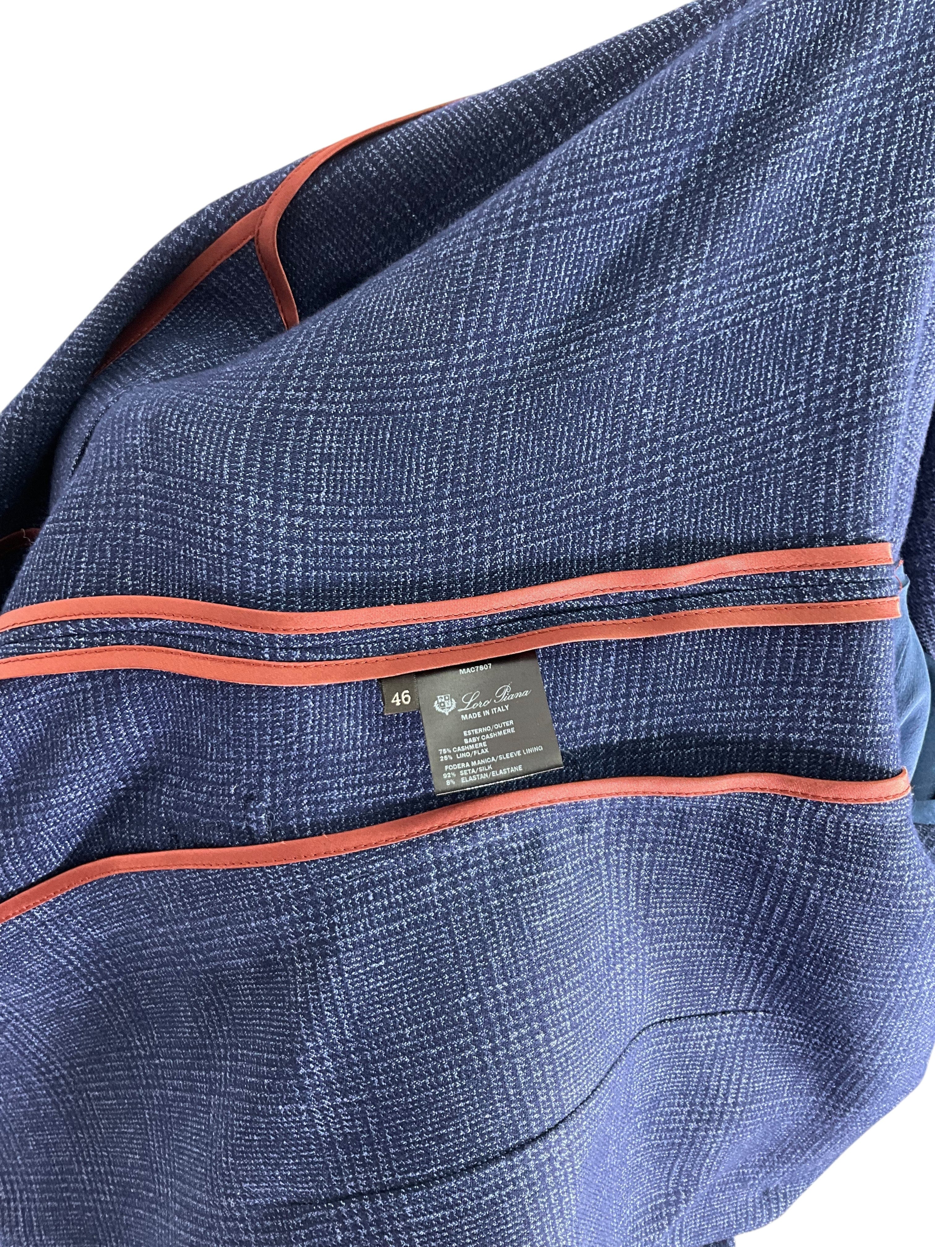 Loro Piana Glen Plaid Cashmere Blazer Size L
