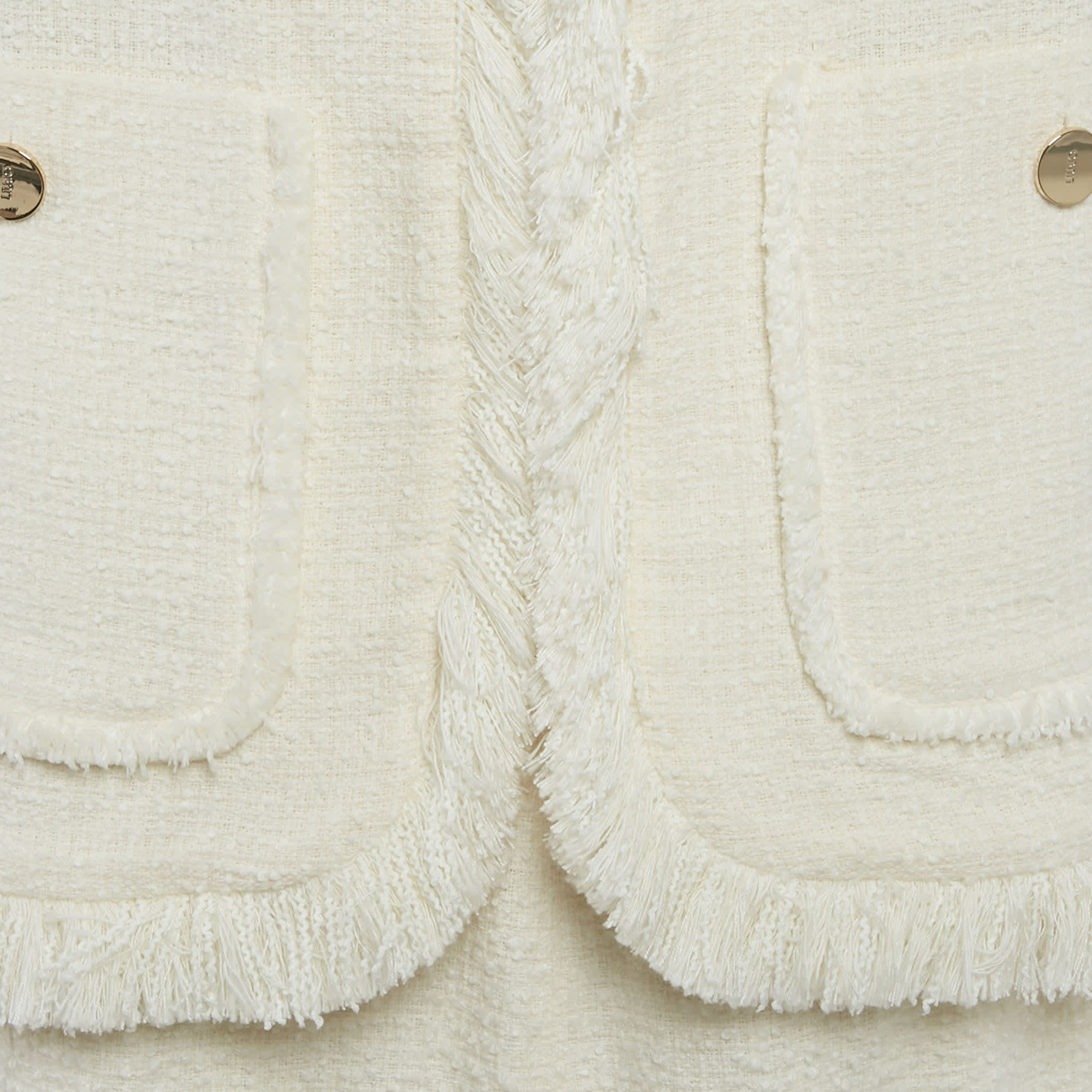 Off-White Liu Jo Off - White Boucle Sleeveless Jacket And Skirt Set