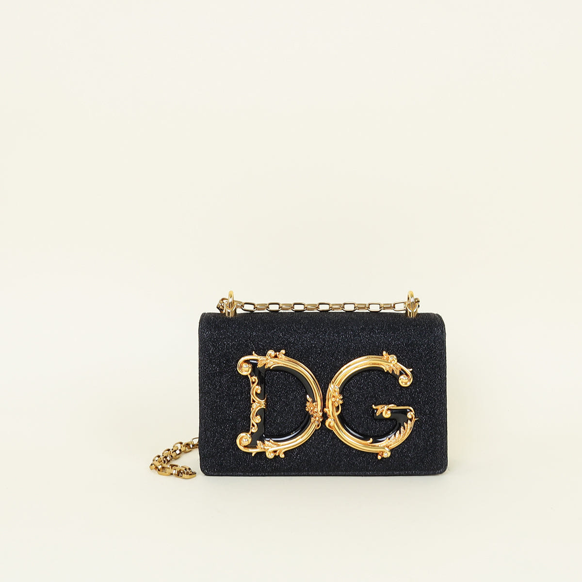 Dolce & Gabbana Black DG Grils Flap Chain Shoulder Bag